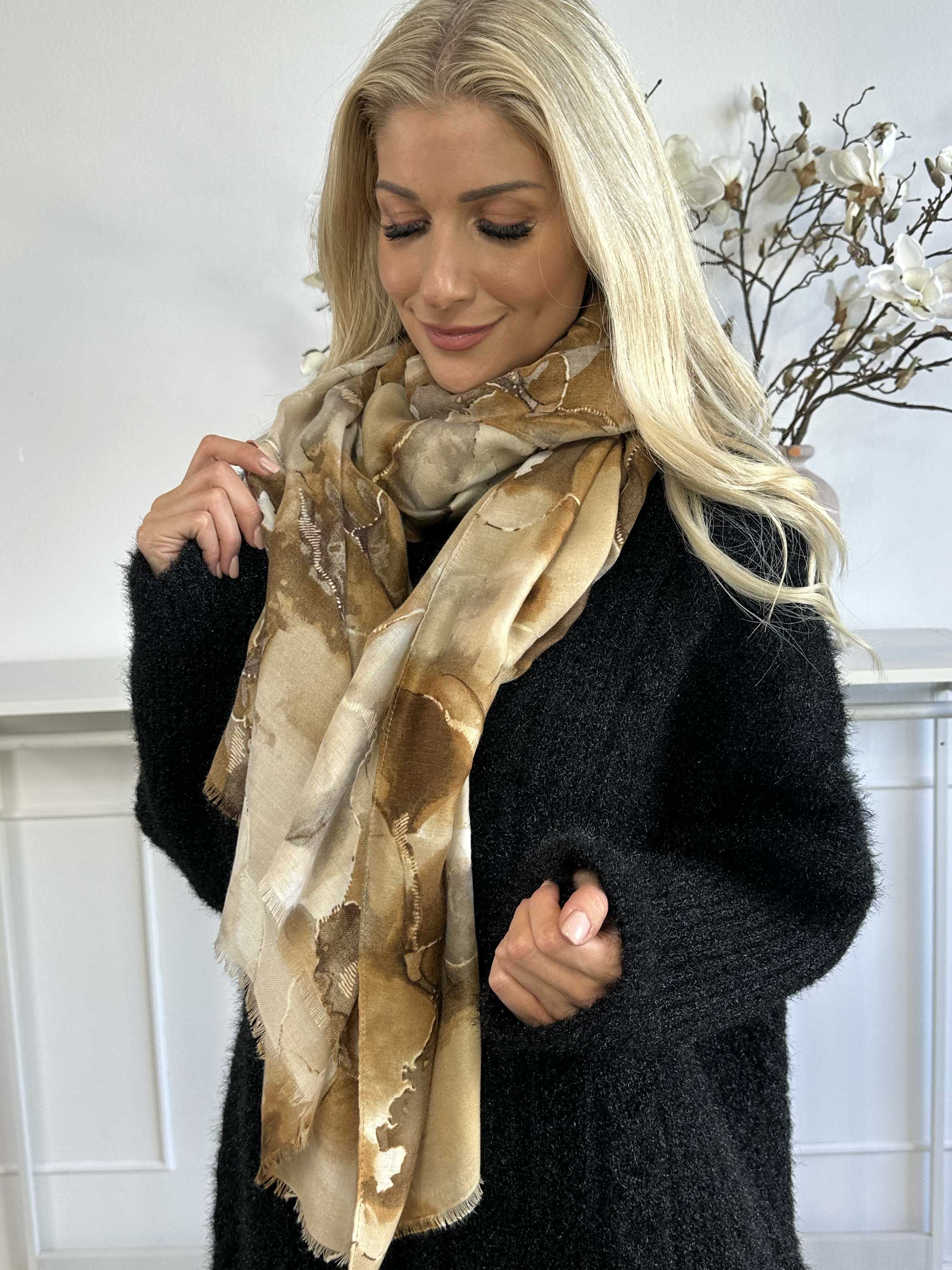 Jana Marble - Halsduk i viskos med marmortryck
