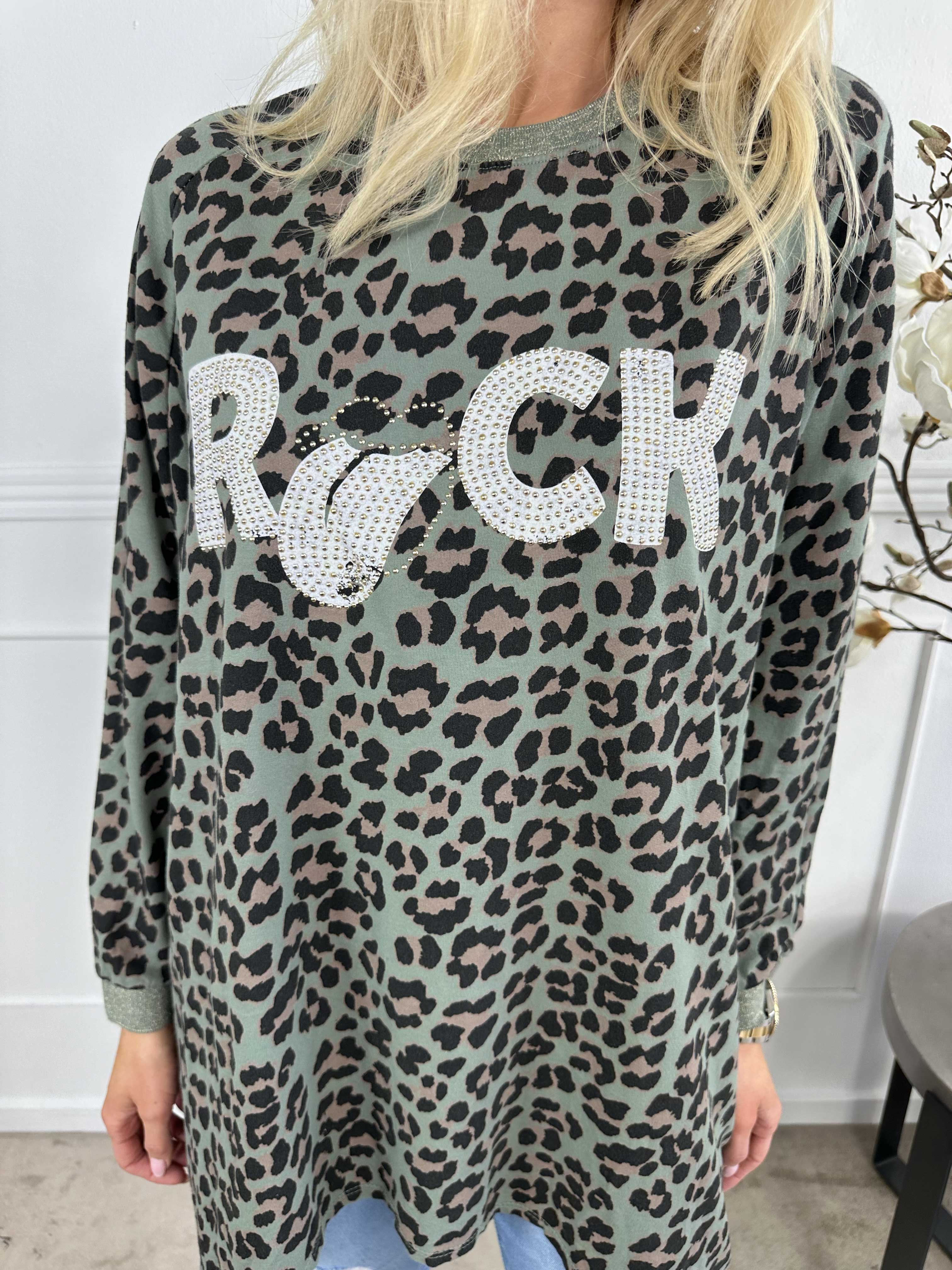 Jennifer - Bomullsblus med leopardmönster och stenar