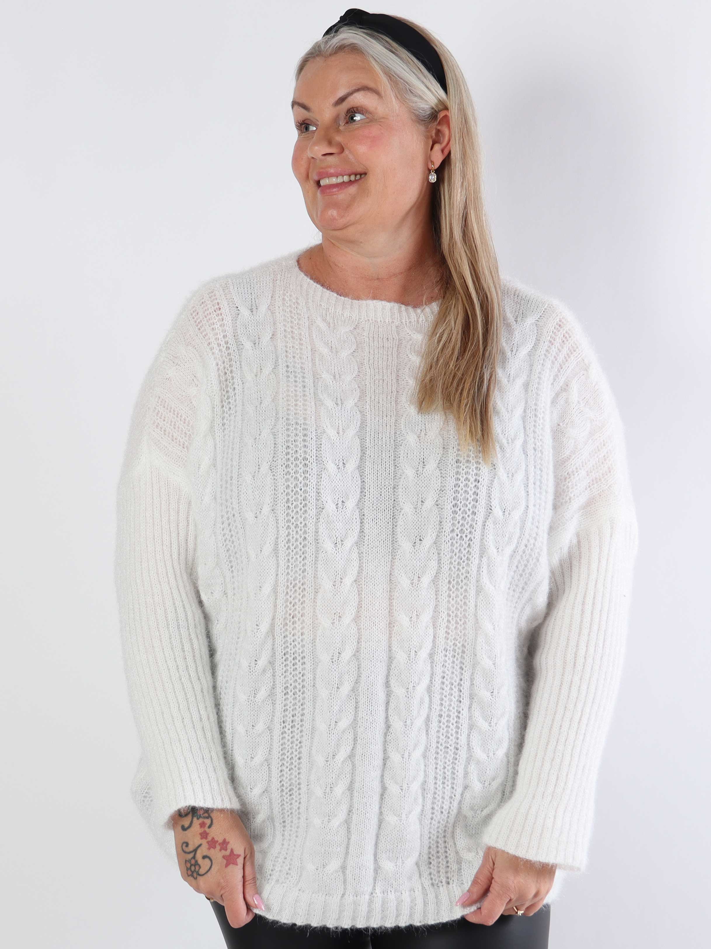 Johanna - Plus size stickad blus i glansig trikå
