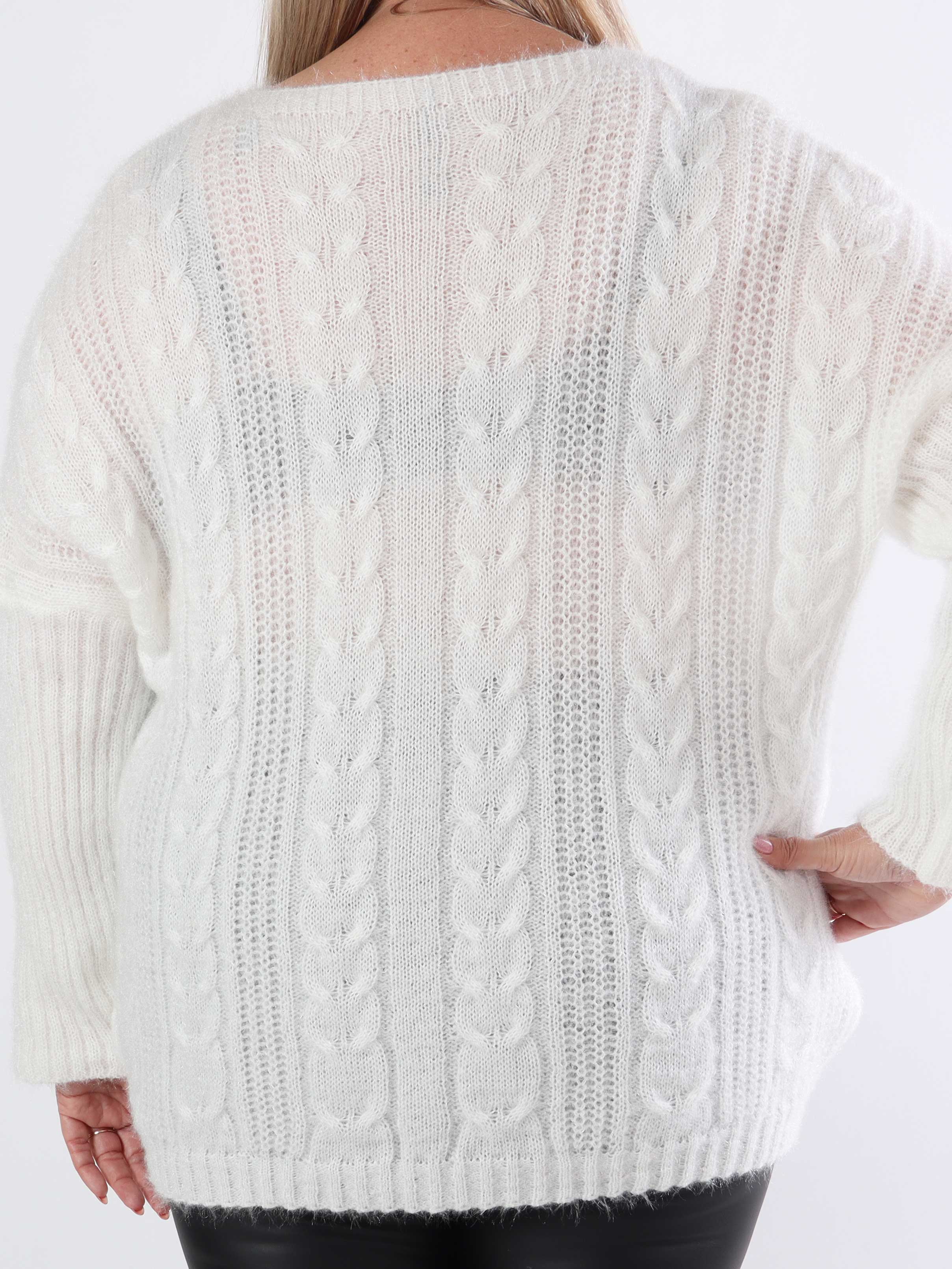 Johanna - Plus size stickad blus i glansig trikå