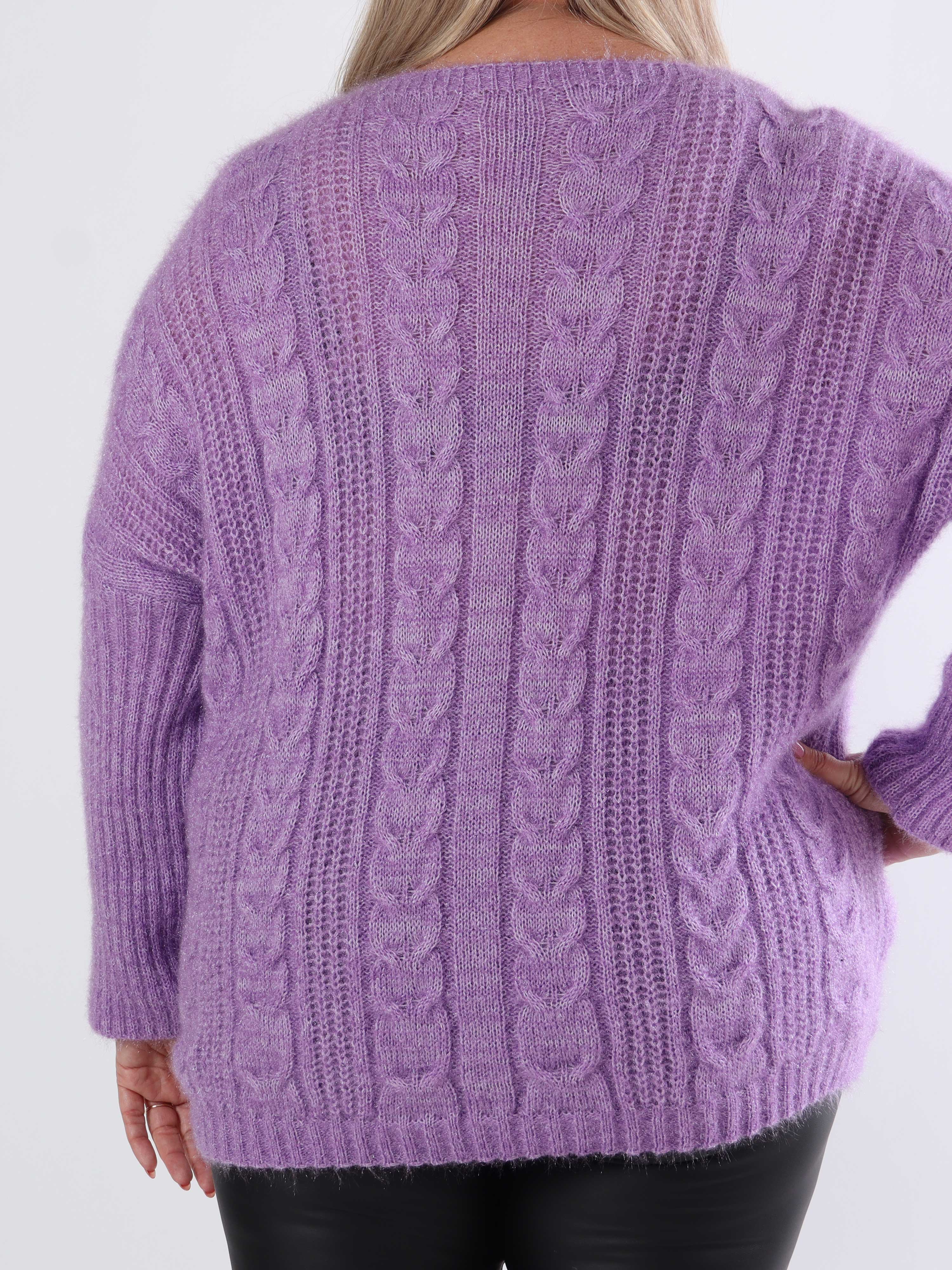Johanna - Plus size stickad blus i glansig trikå