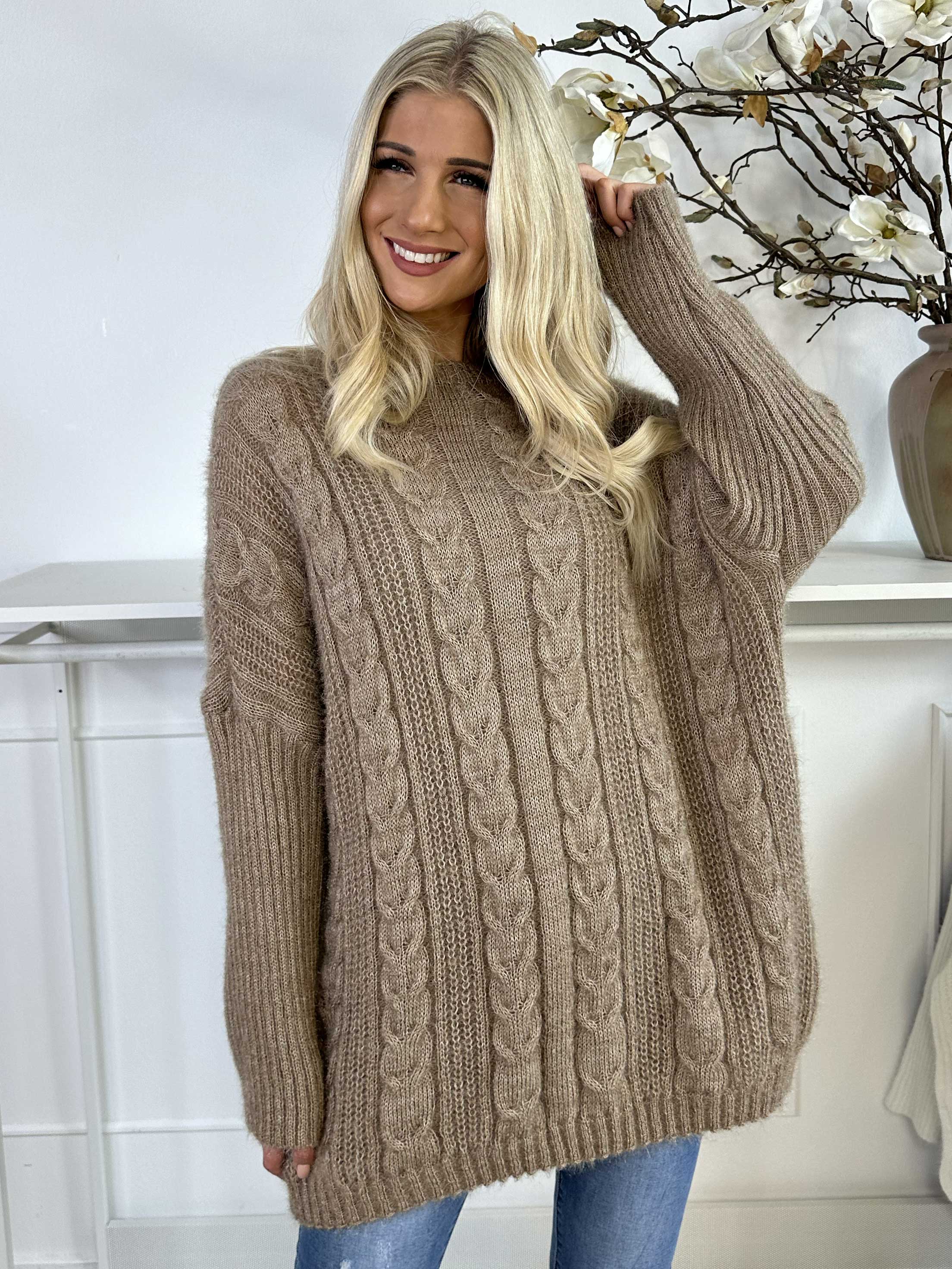 Johanna - Stickad blus i glansig trikå