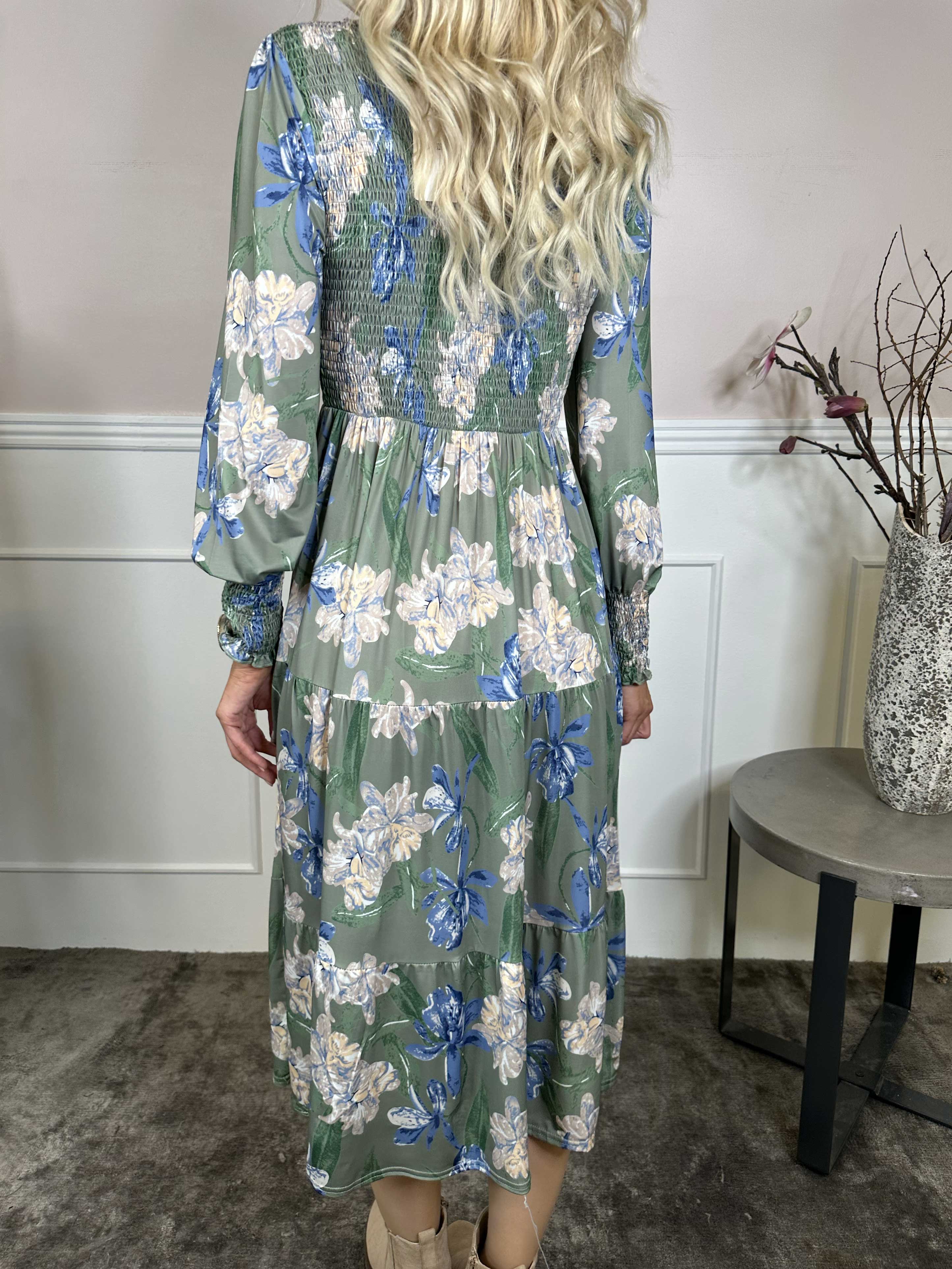 Kelly Flower Dress - Elastisk klänning med smock över bröstet
