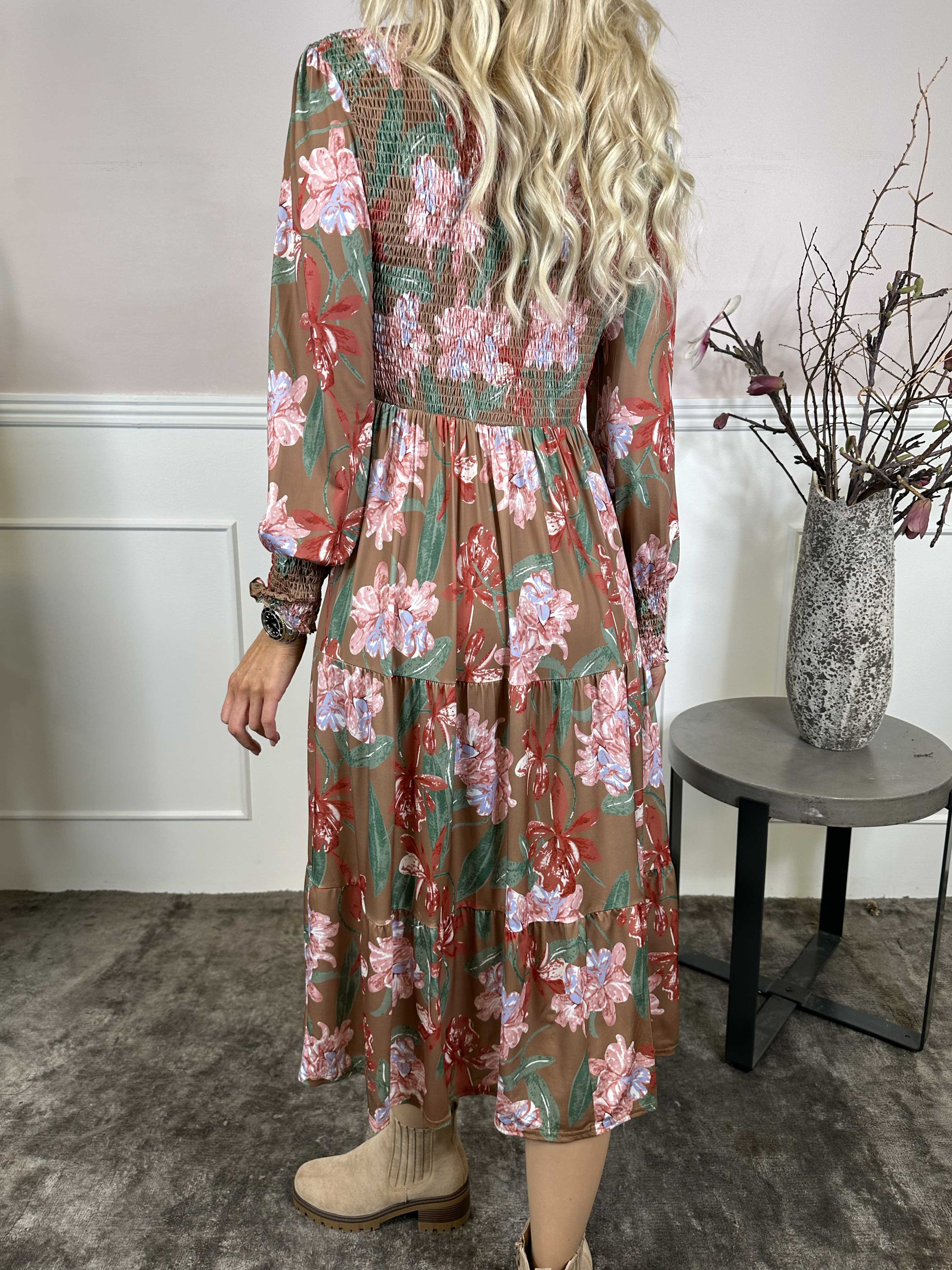 Kelly Flower Dress - Elastisk klänning med smock över bröstet