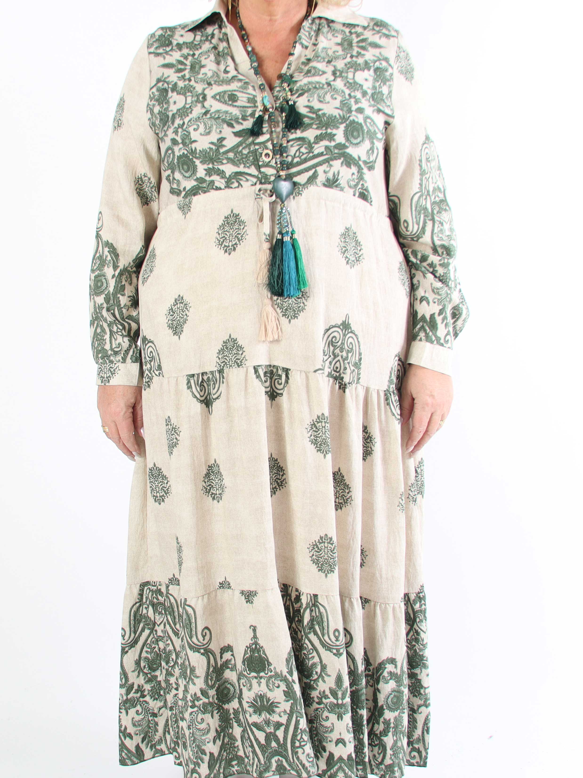 Kira - Lång bohemisk plus size-klänning med mönster
