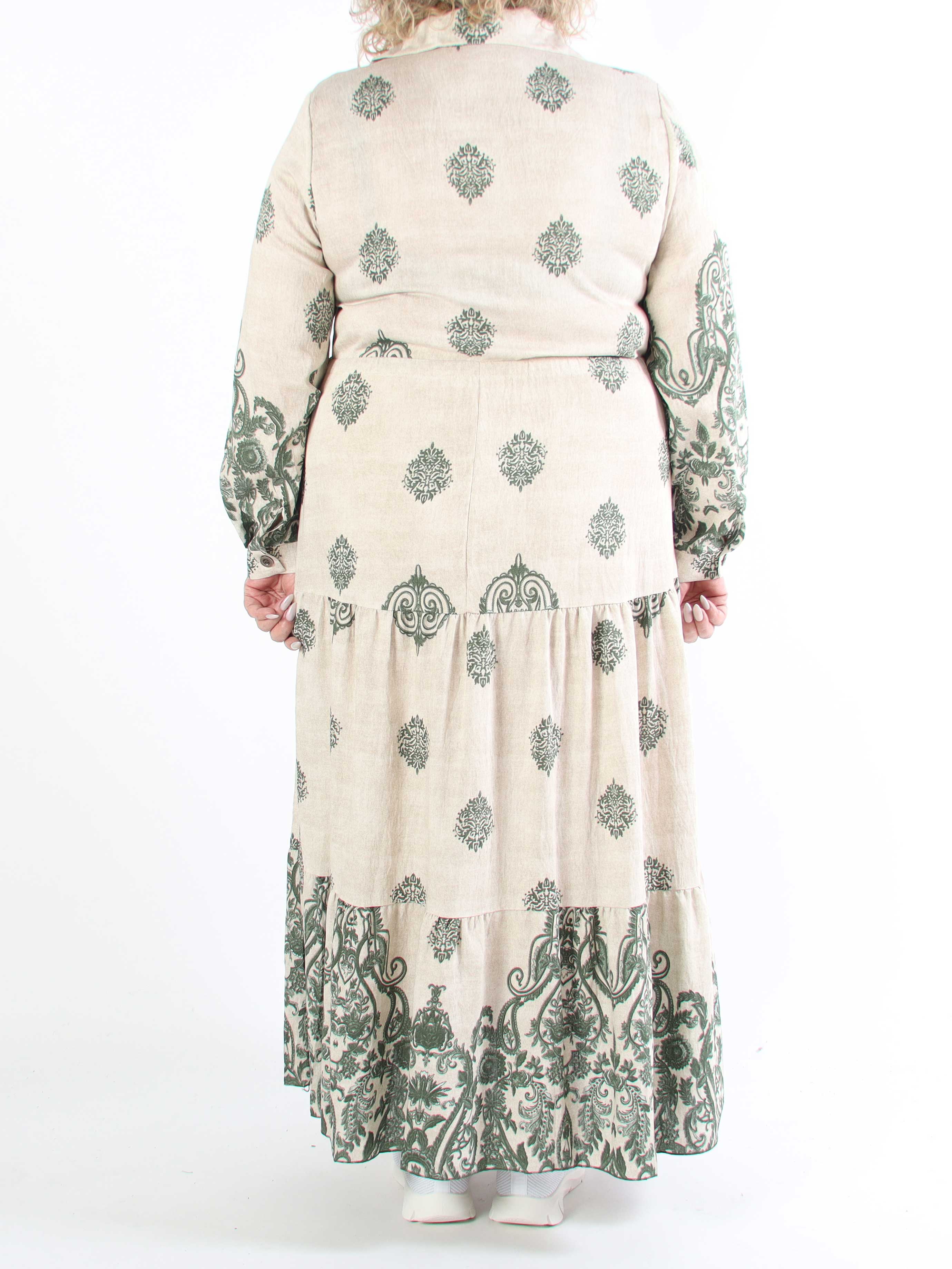Kira - Lång bohemisk plus size-klänning med mönster