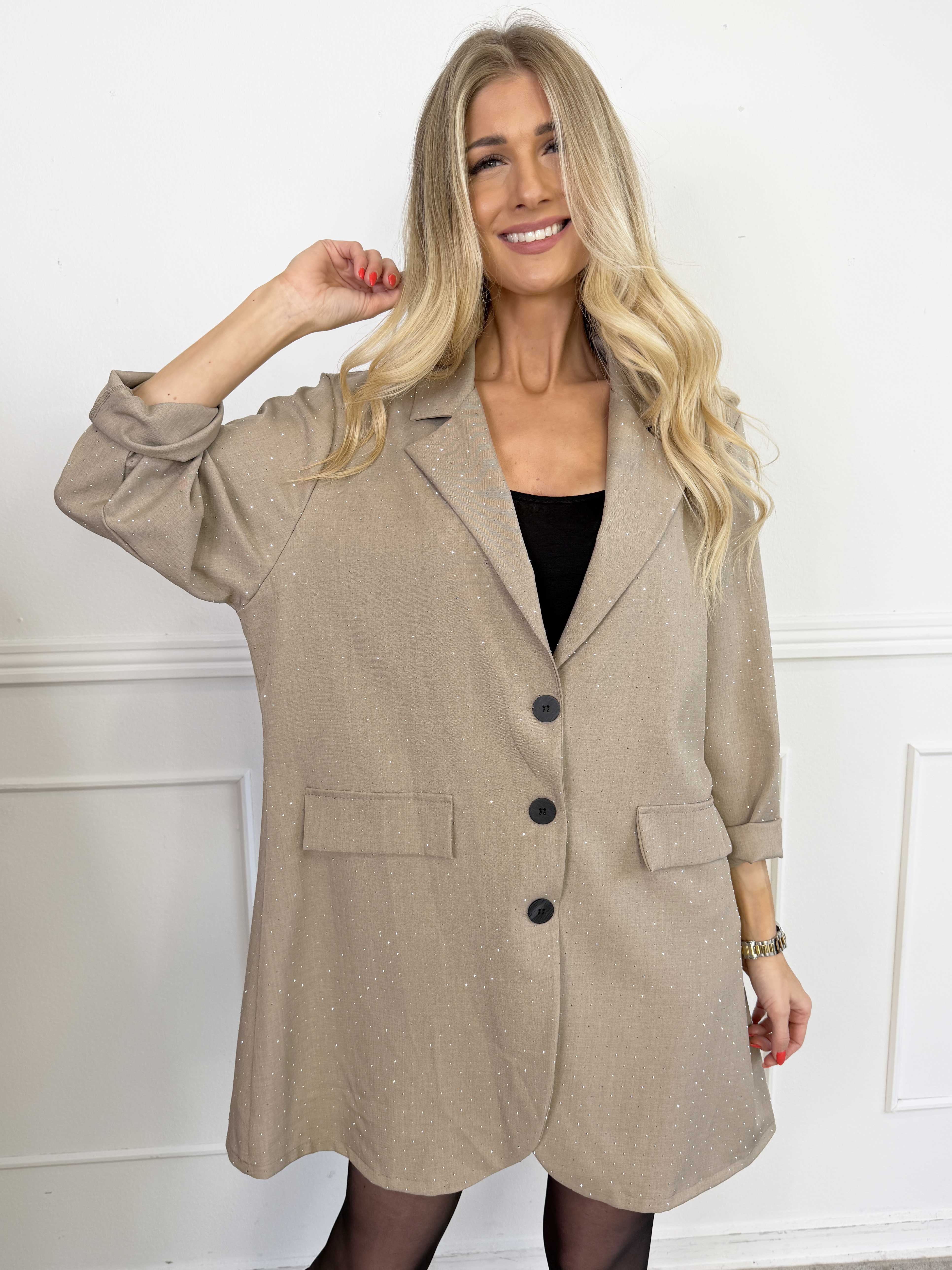 Lanthe long - Lång kavaj med strass
