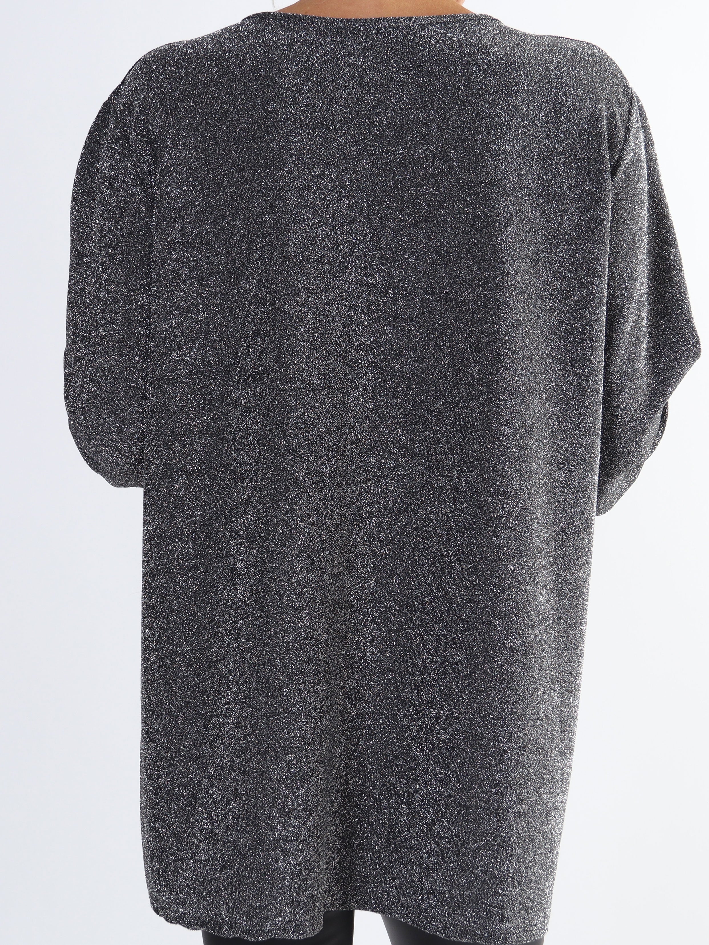 Larna Glitter - Plus size tunika med glittertrådar och v-ringning