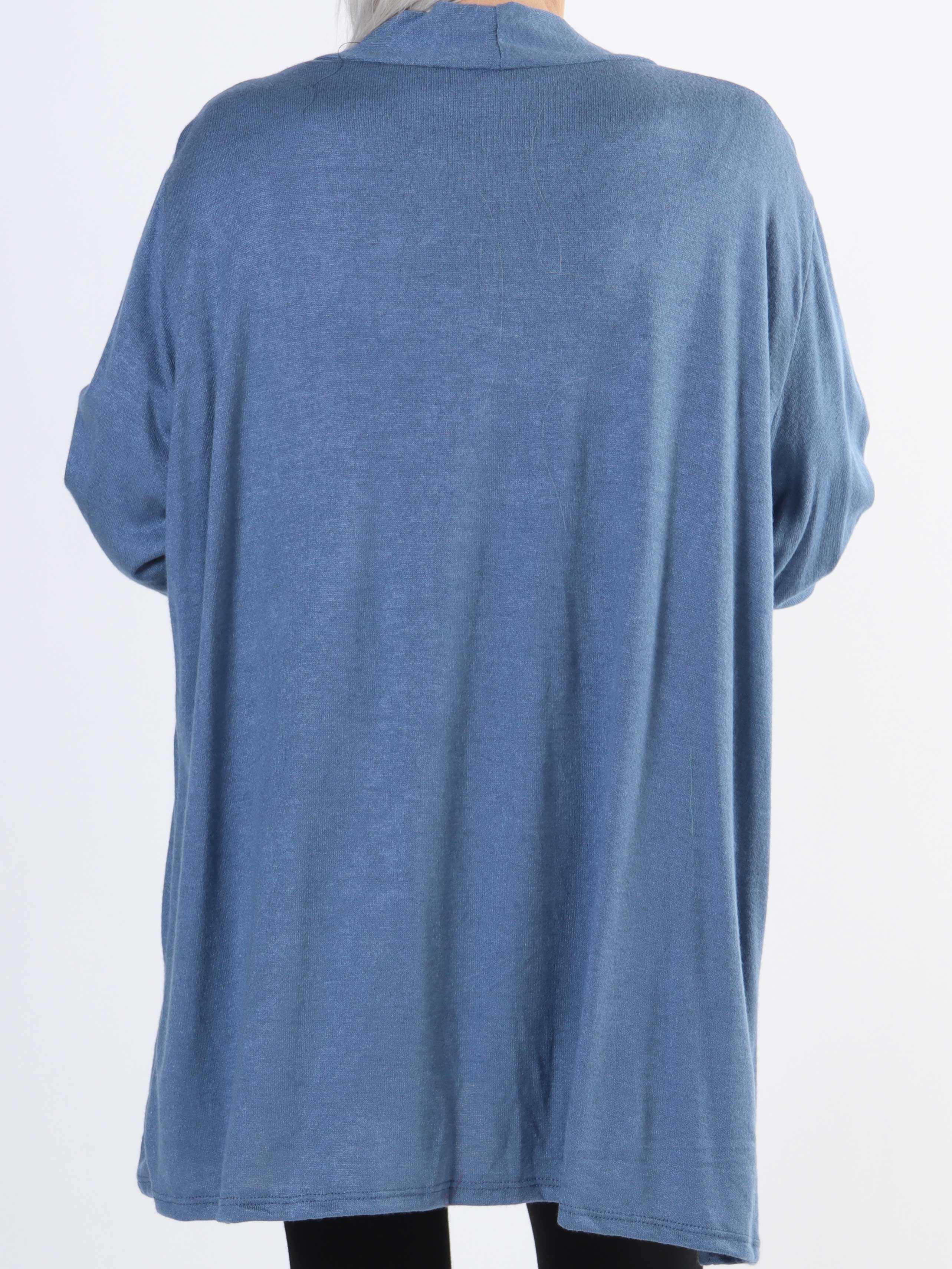 Lilja - Mjuk plus size-kofta med liten volangkant - Grey