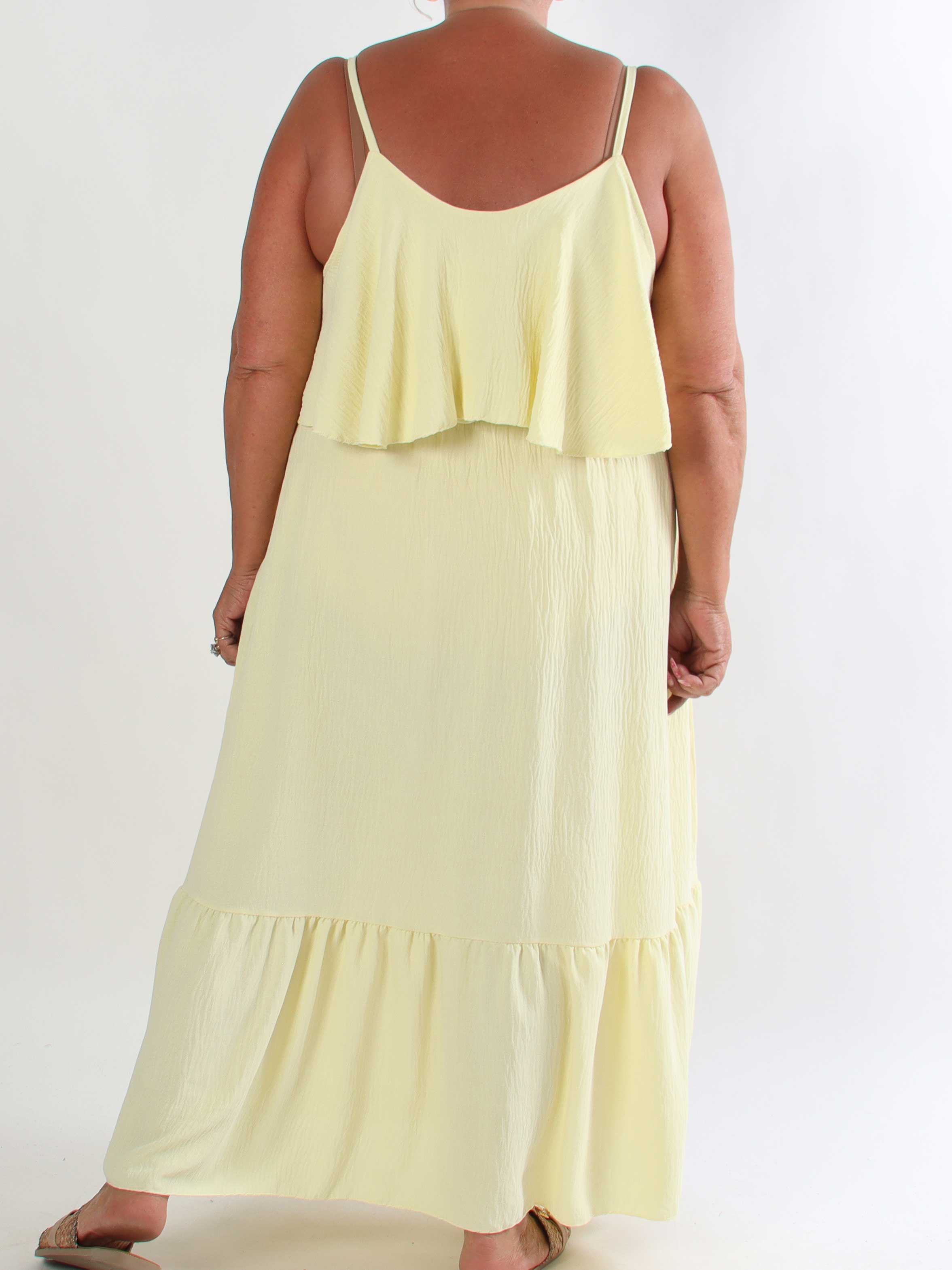 Luciana - Elegant lang plus size kjole i viskoseblanding med åbne skuldre