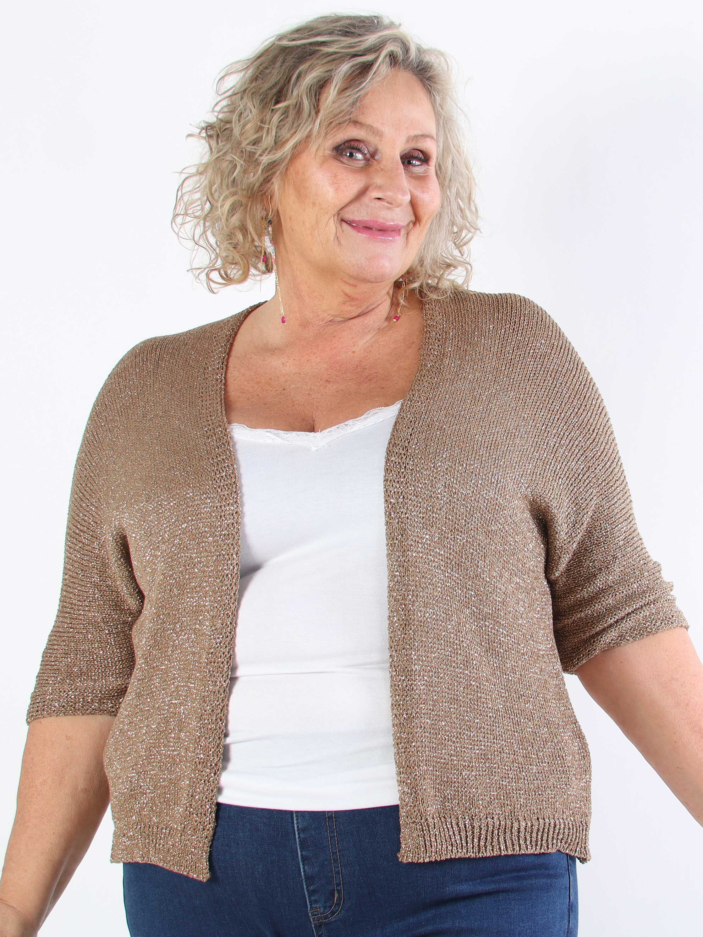 Mariela - Söt plus size-kofta i viskos med glittertrådar