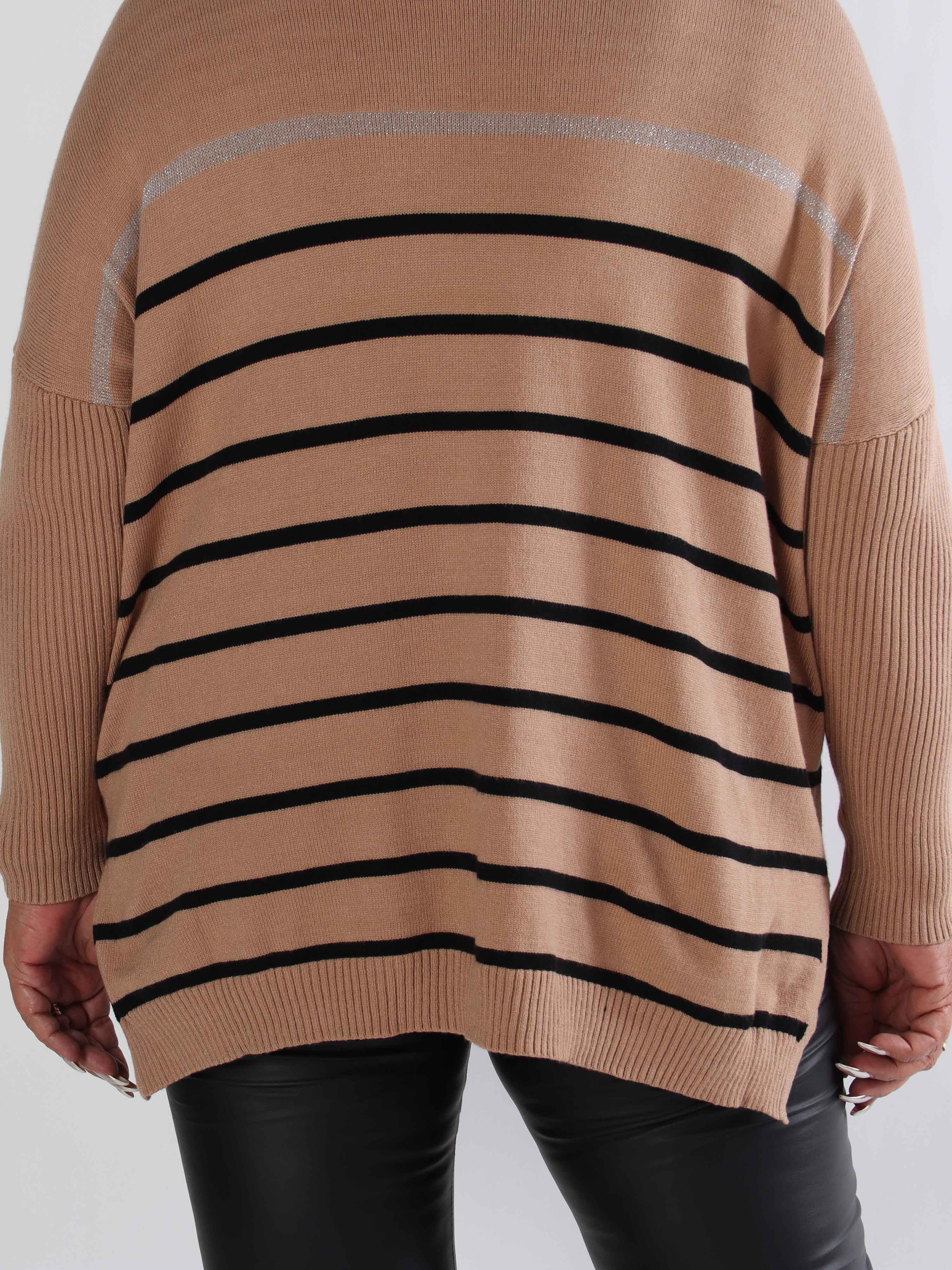 Mei - Randig elastisk plus size tröja i viskos