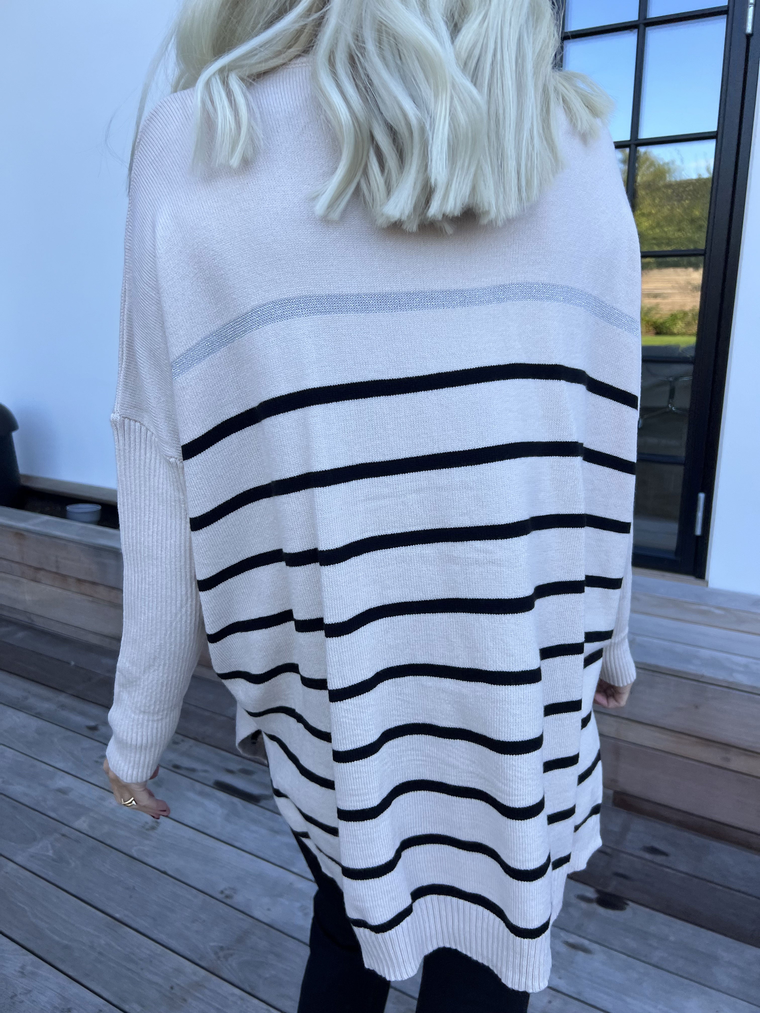 Mei - Randig elastisk plus size tröja i viskos