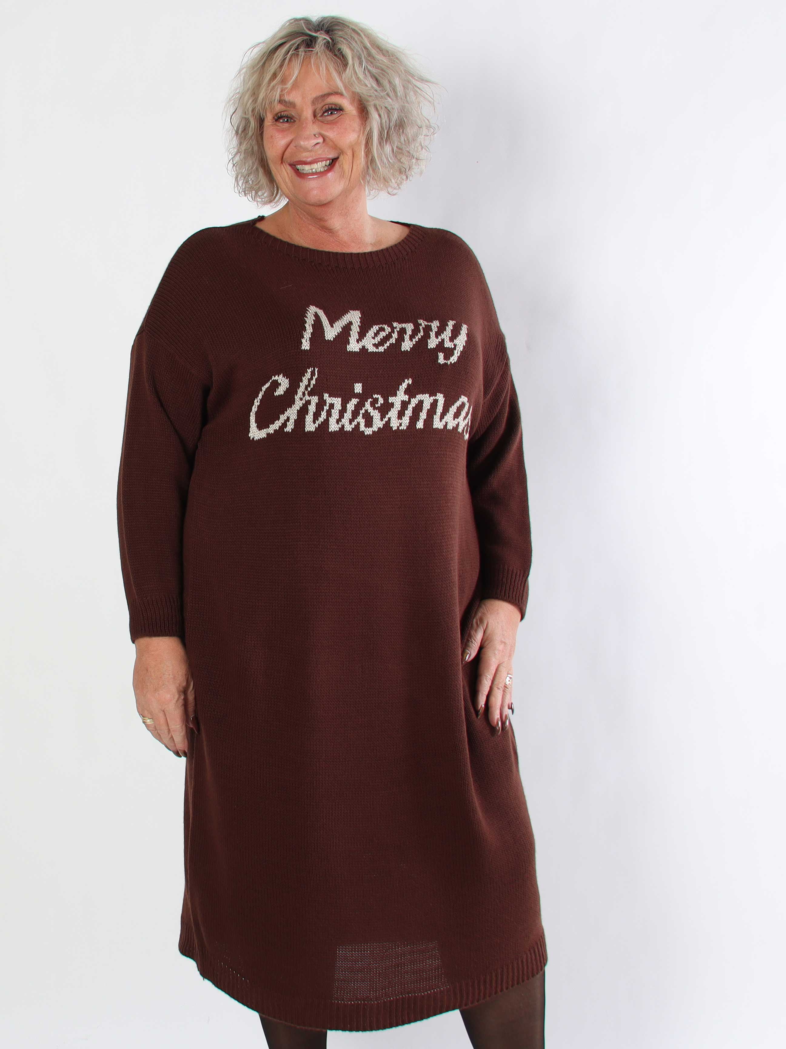 Merry Long - Plus size jultröja med guldskrift