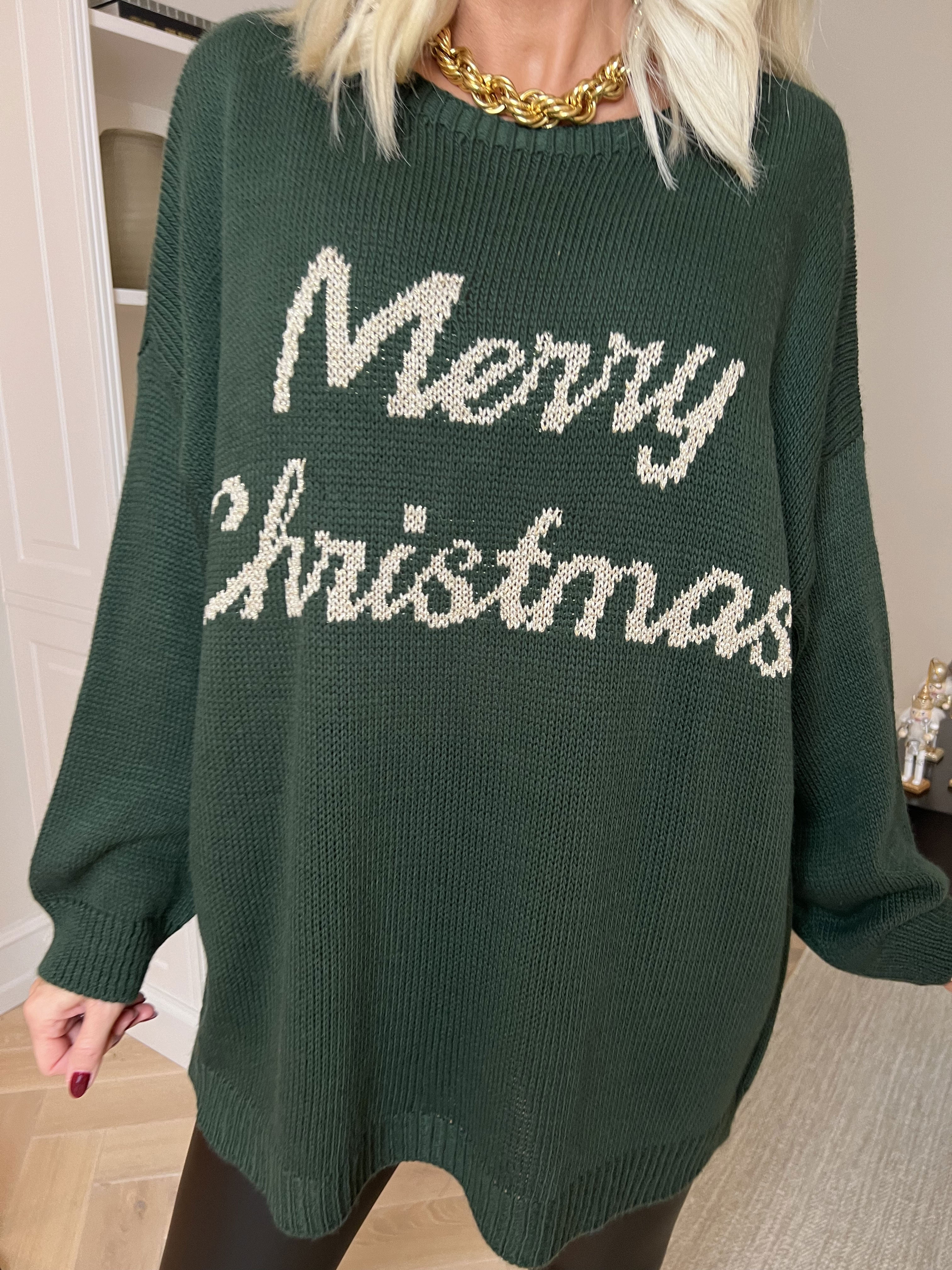 Merry - Plus size jultröja med guldfärgad text
