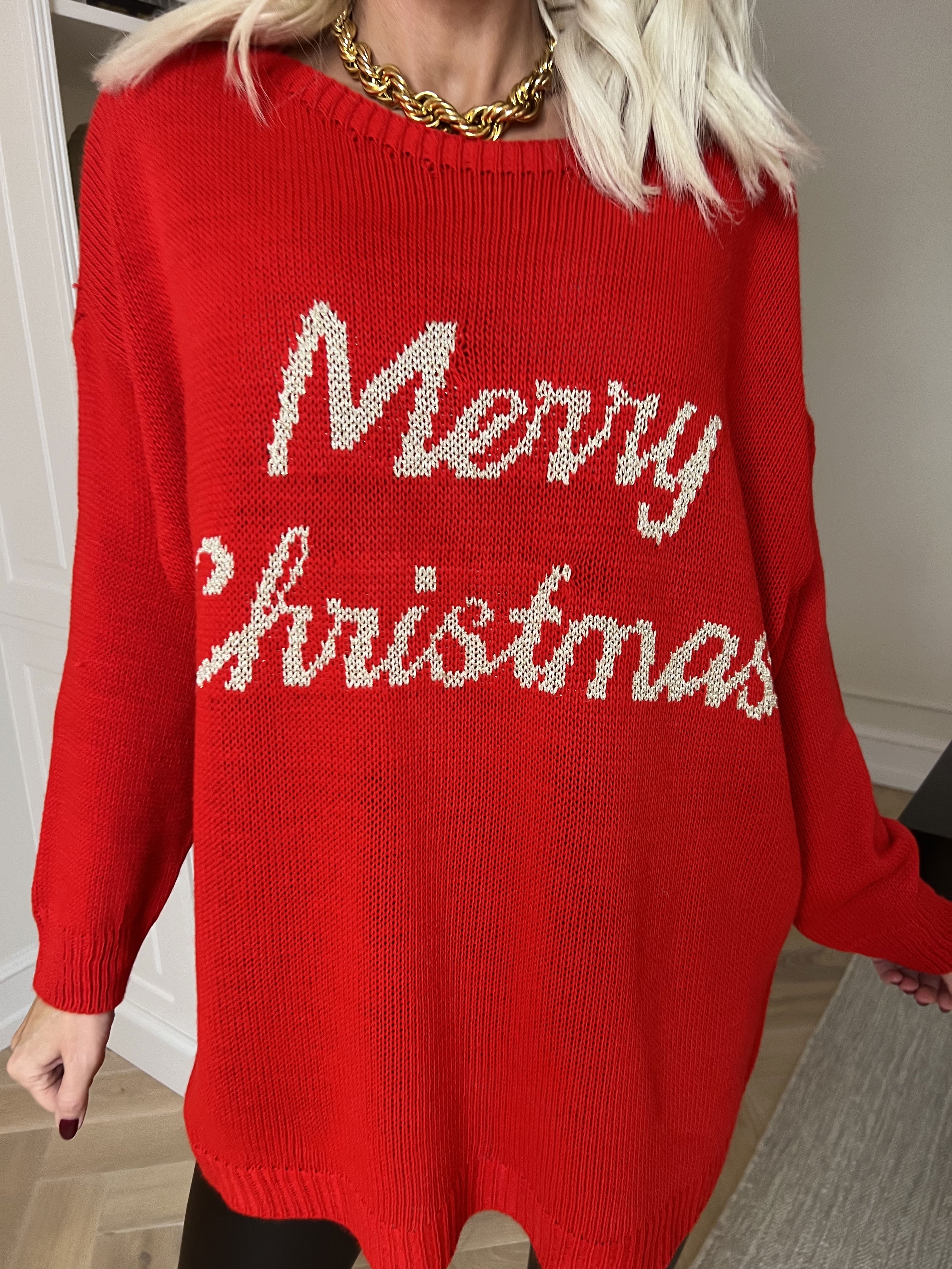 Merry - Plus size jultröja med guldfärgad text