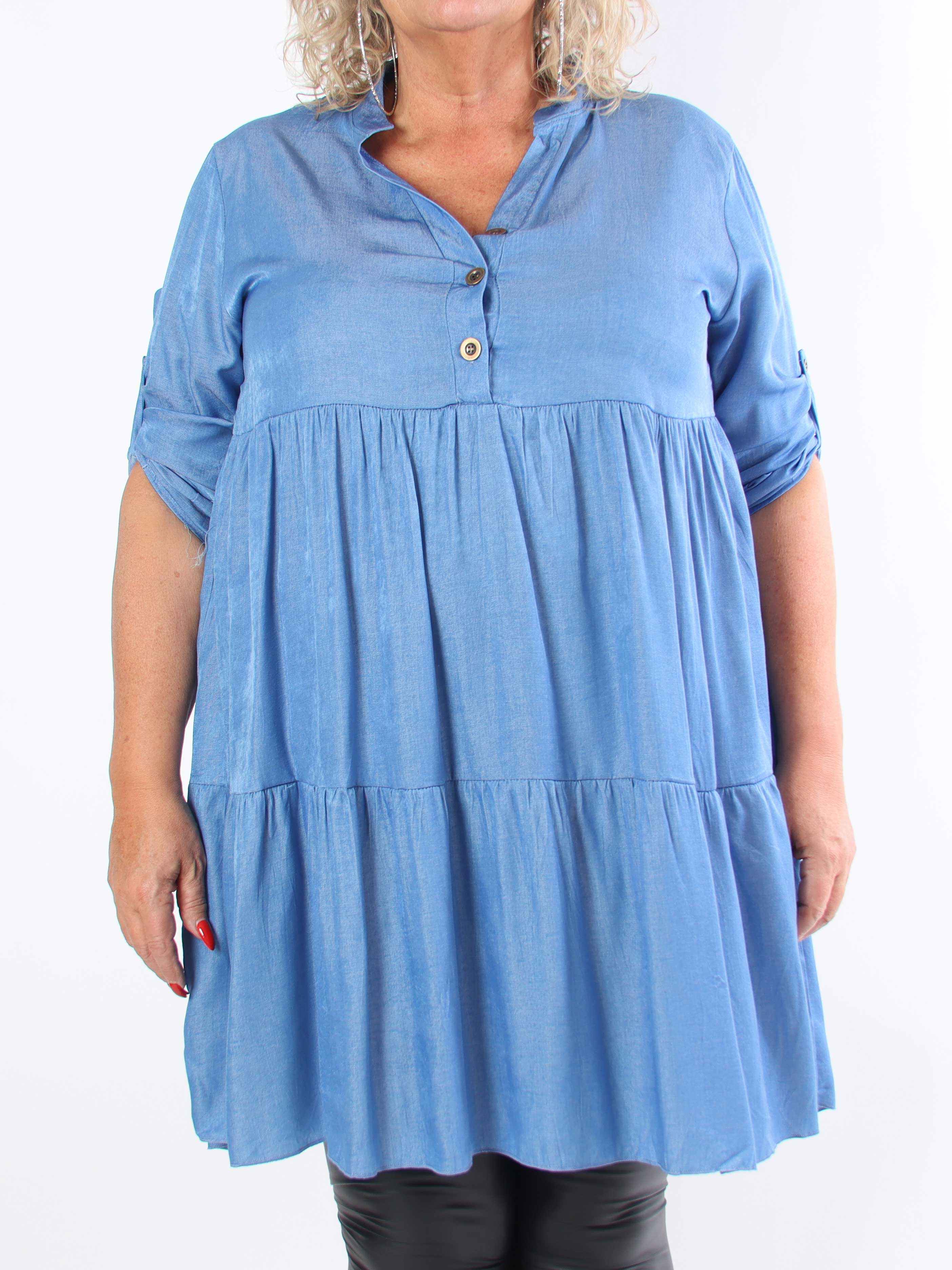 Milano Denim Midi - Plus size-klänning i viskos med lager-på-lager-look