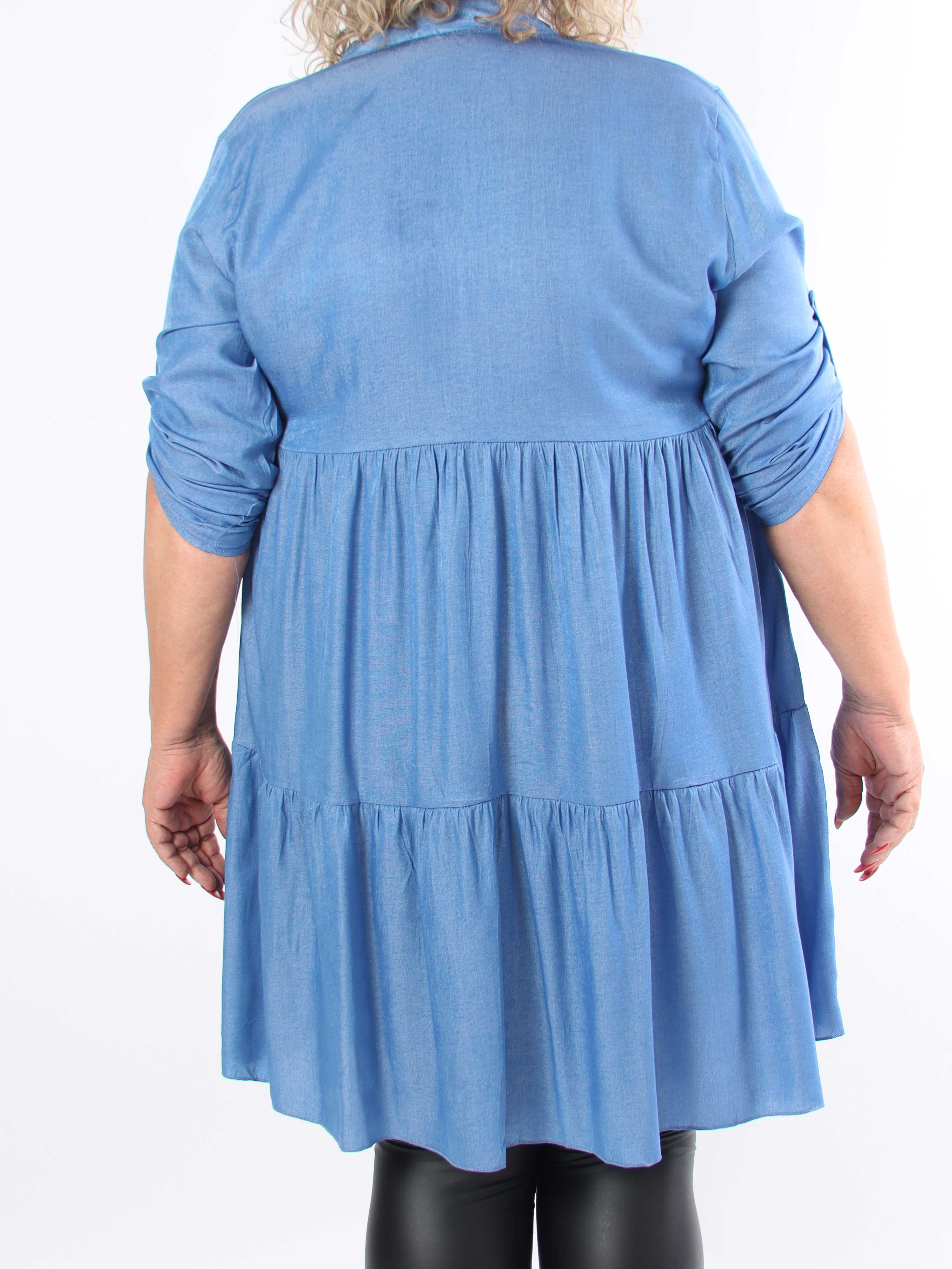 Milano Denim Midi - Plus size-klänning i viskos med lager-på-lager-look