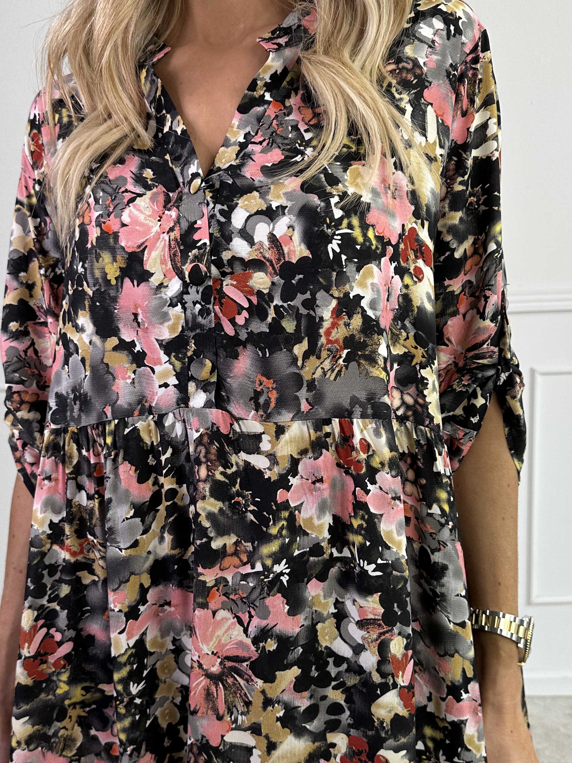 Milano Floral Viscose Midi - Klänning i viskos med blomstermönster