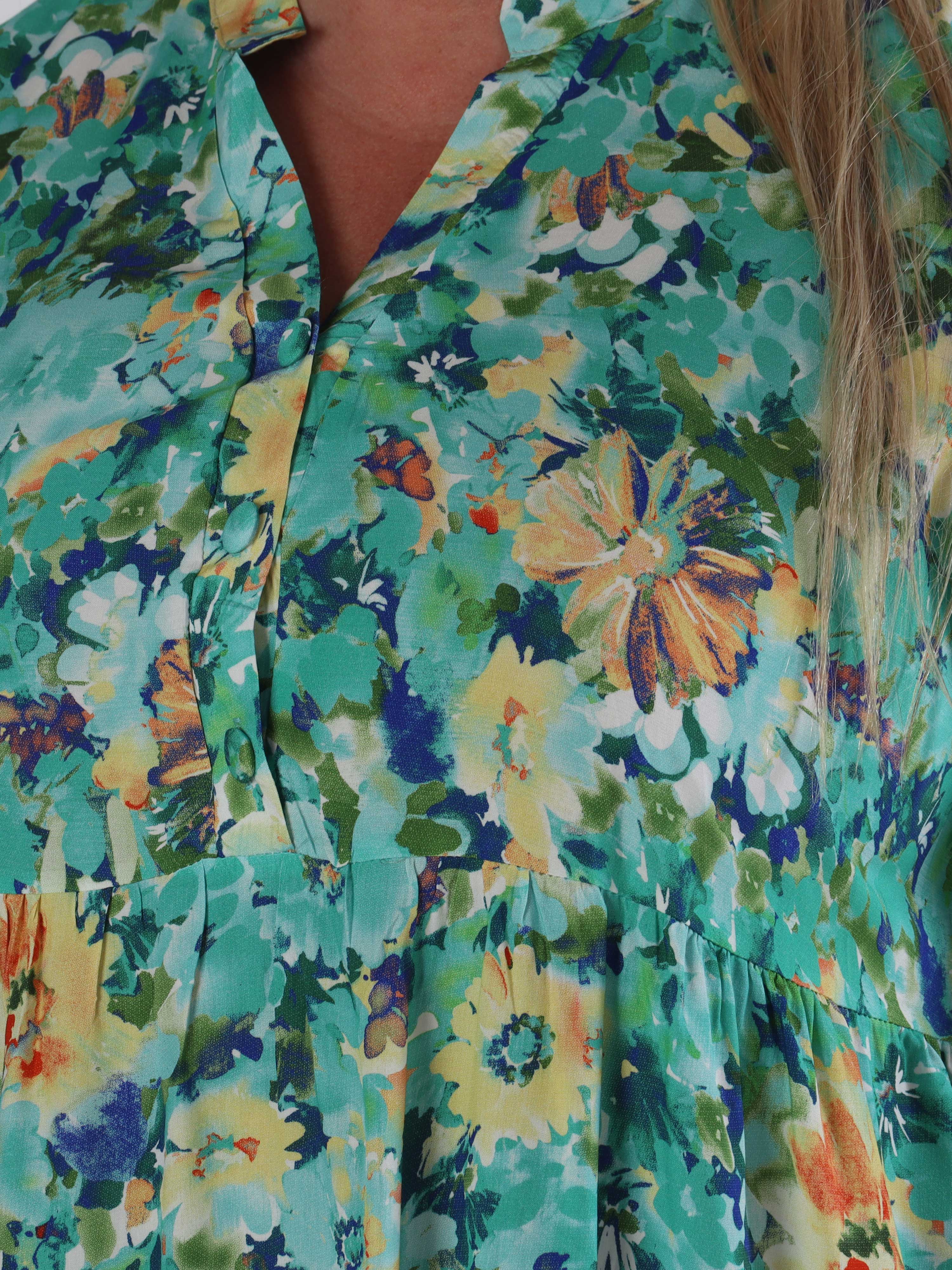 Milano Floral Viscose Midi - Plus size Klänning i viskos med blomstermönster