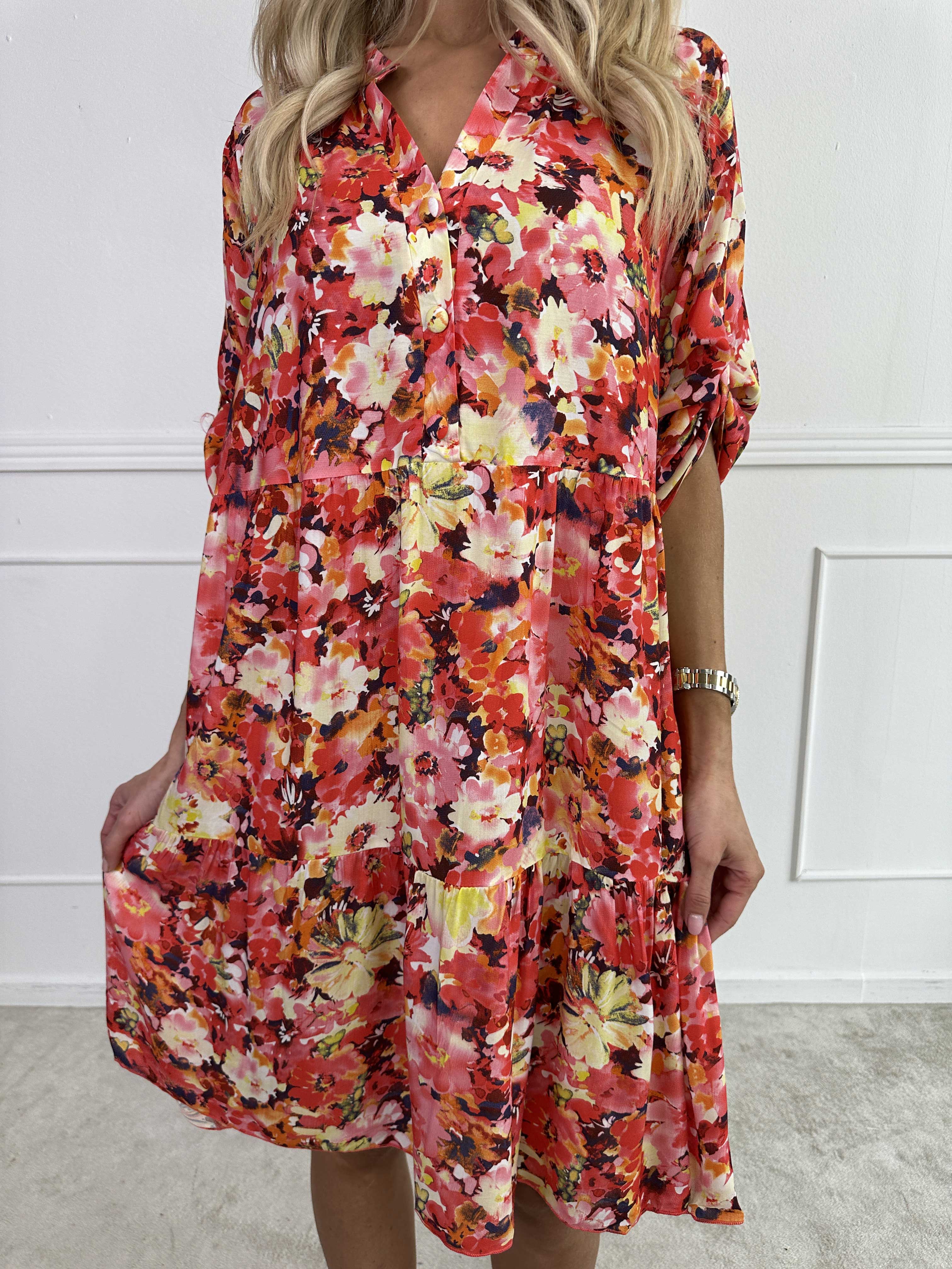 Milano Floral Viscose Midi - Klänning i viskos med blomstermönster