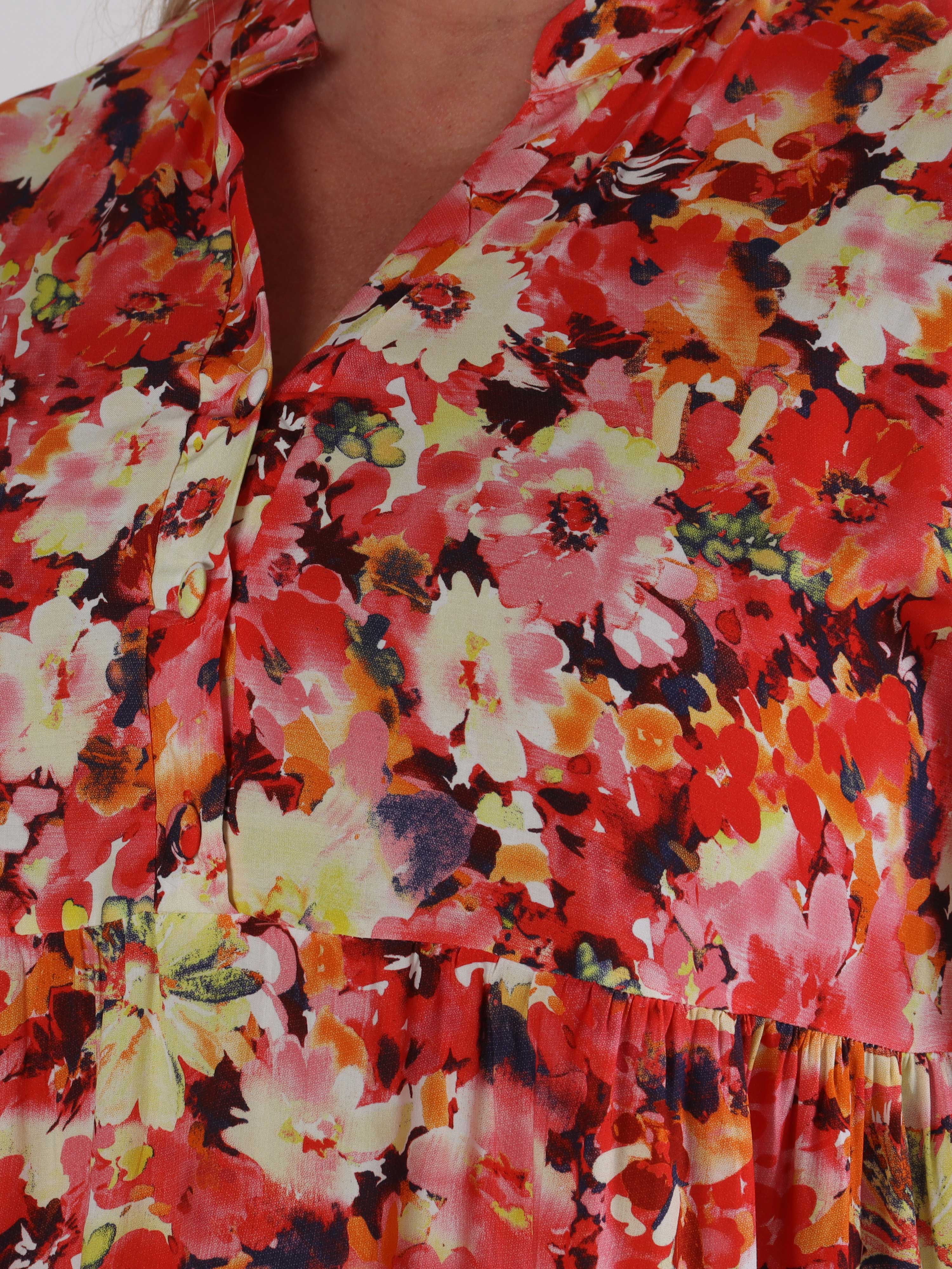 Milano Floral Viscose Midi - Plus size Klänning i viskos med blomstermönster