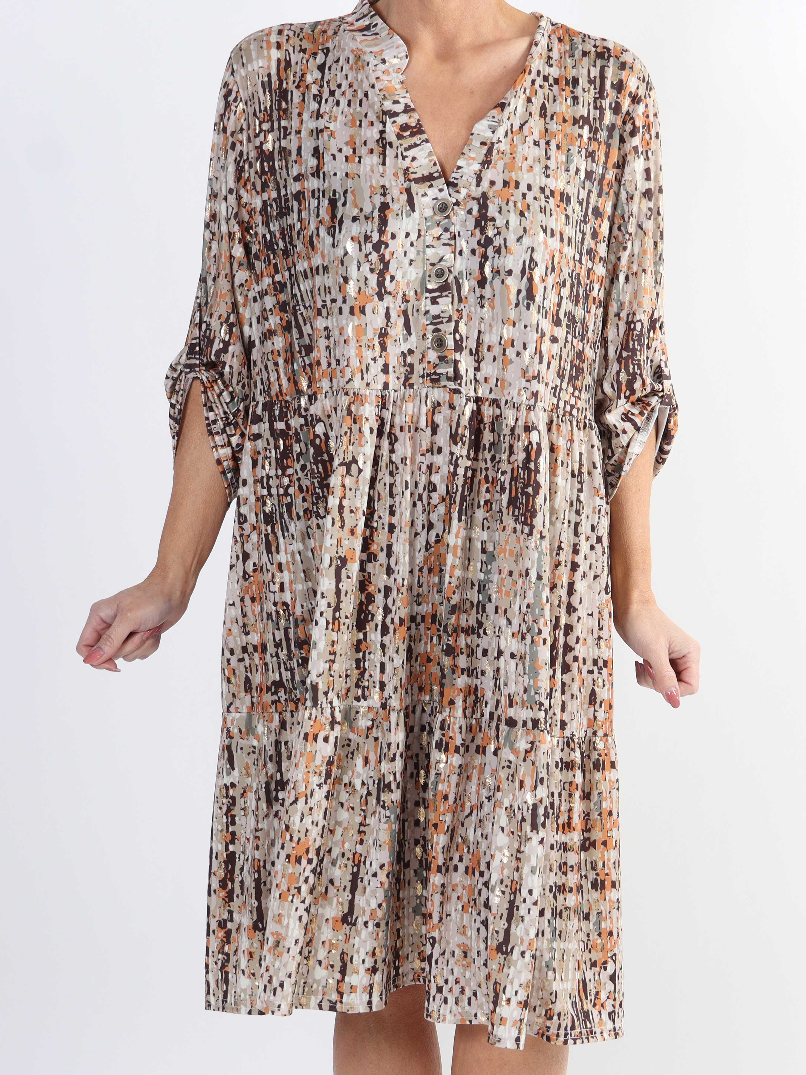 Milano Pattern Midi - Mönstrad plus size klänning med lager på lager look