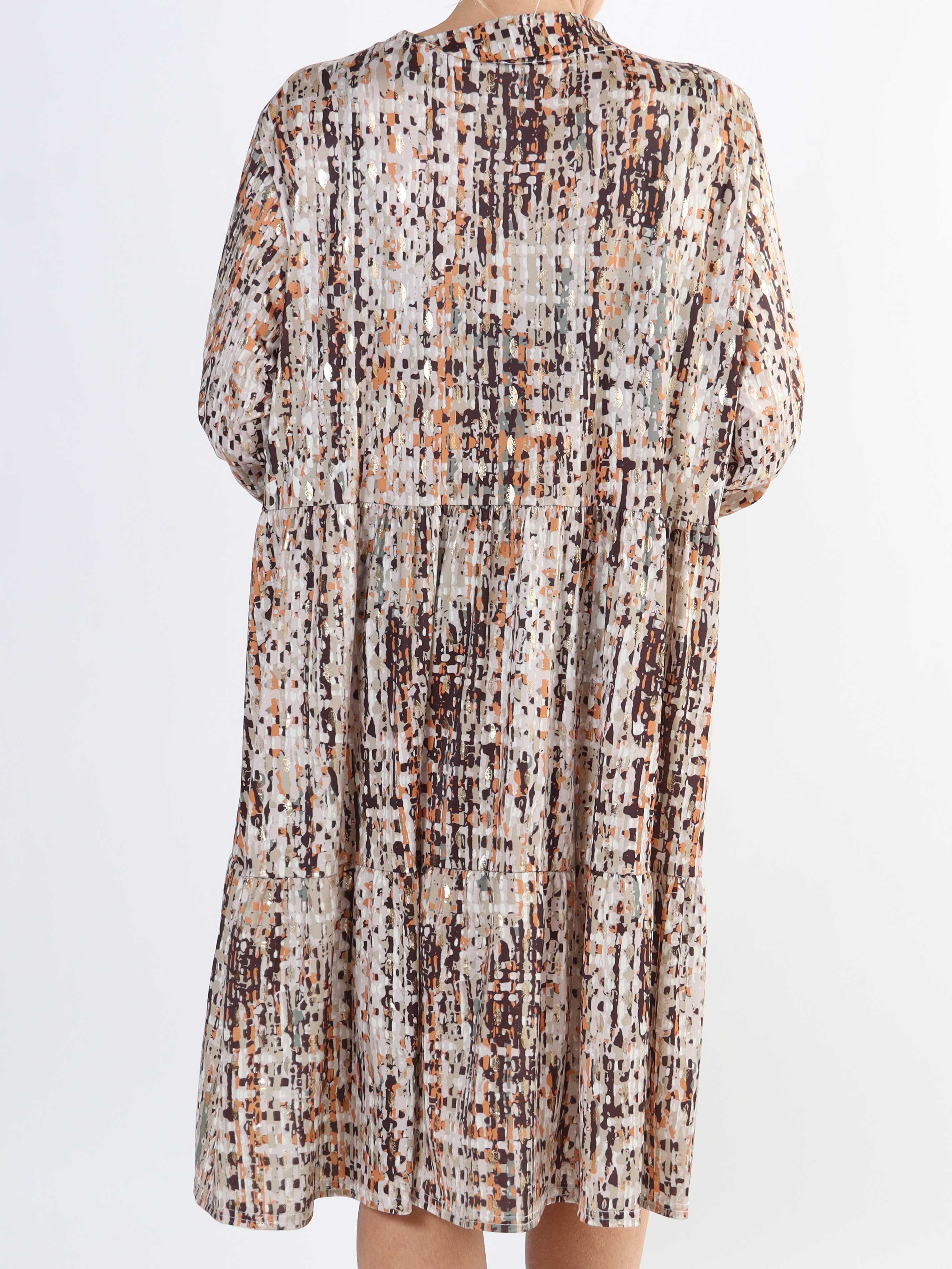 Milano Pattern Midi - Mönstrad plus size klänning med lager på lager look