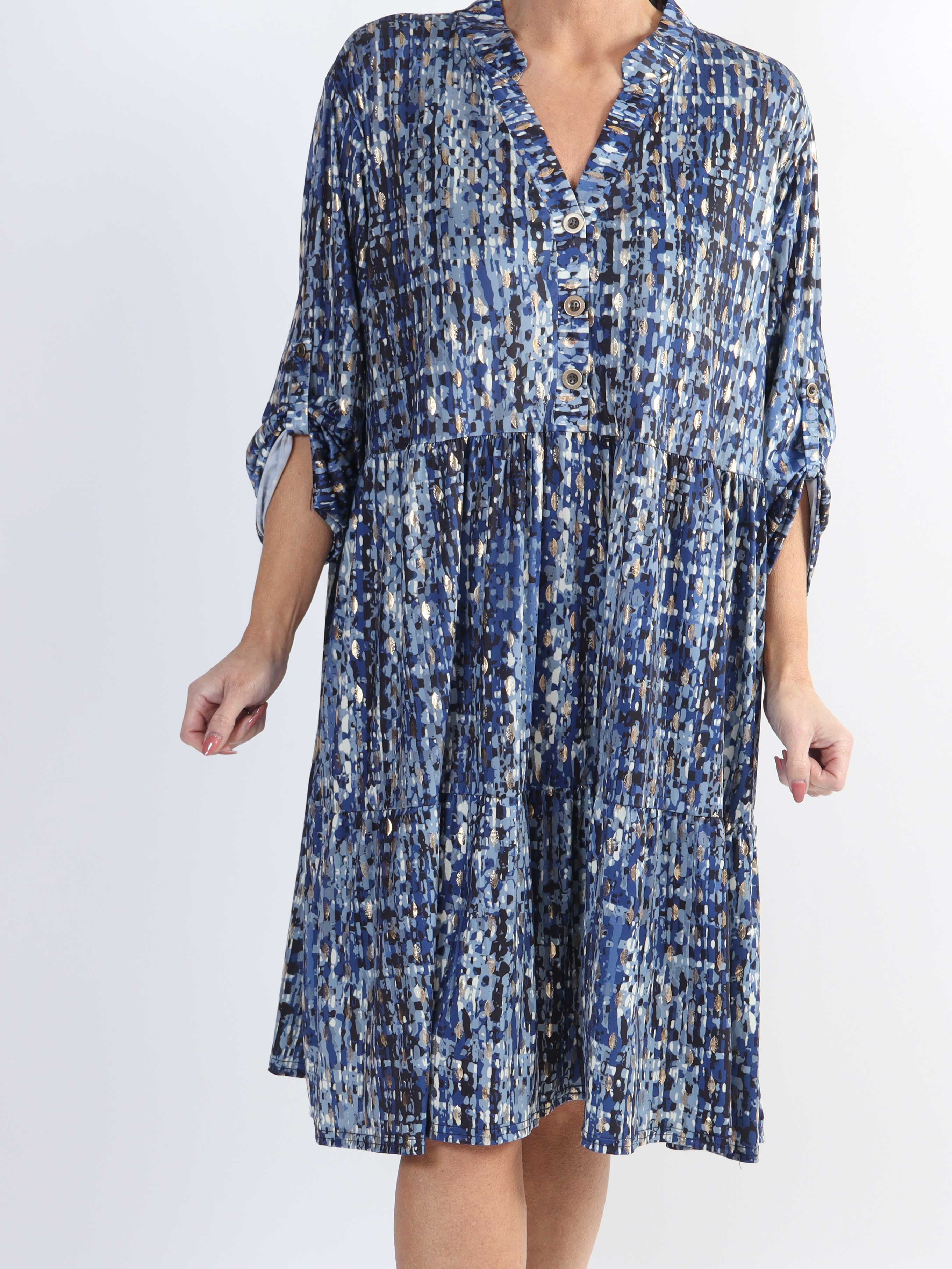 Milano Pattern Midi - Mönstrad plus size klänning med lager på lager look