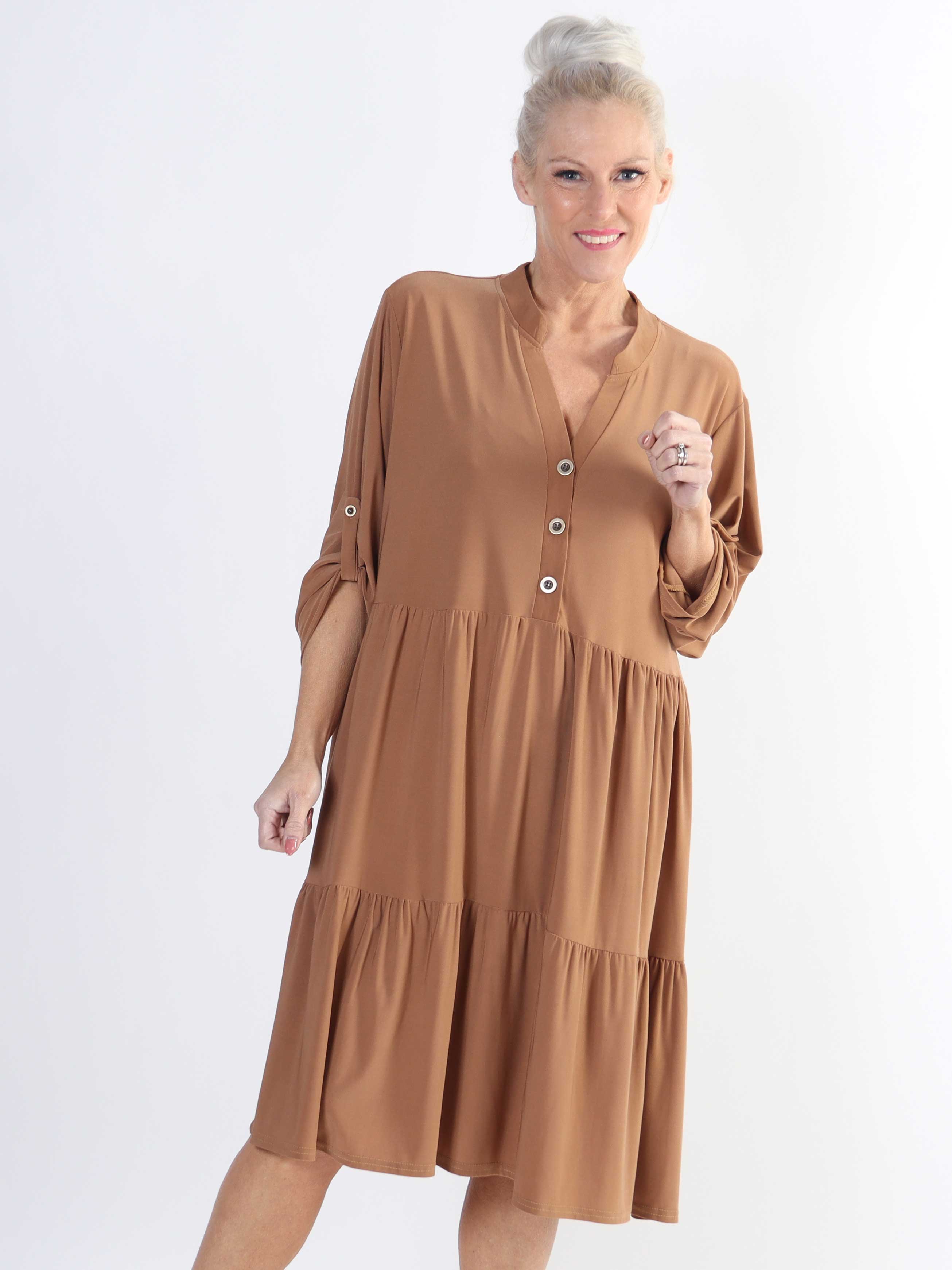 Milano Plain Midi - Enfärgad plus size klänning med lager på lager look
