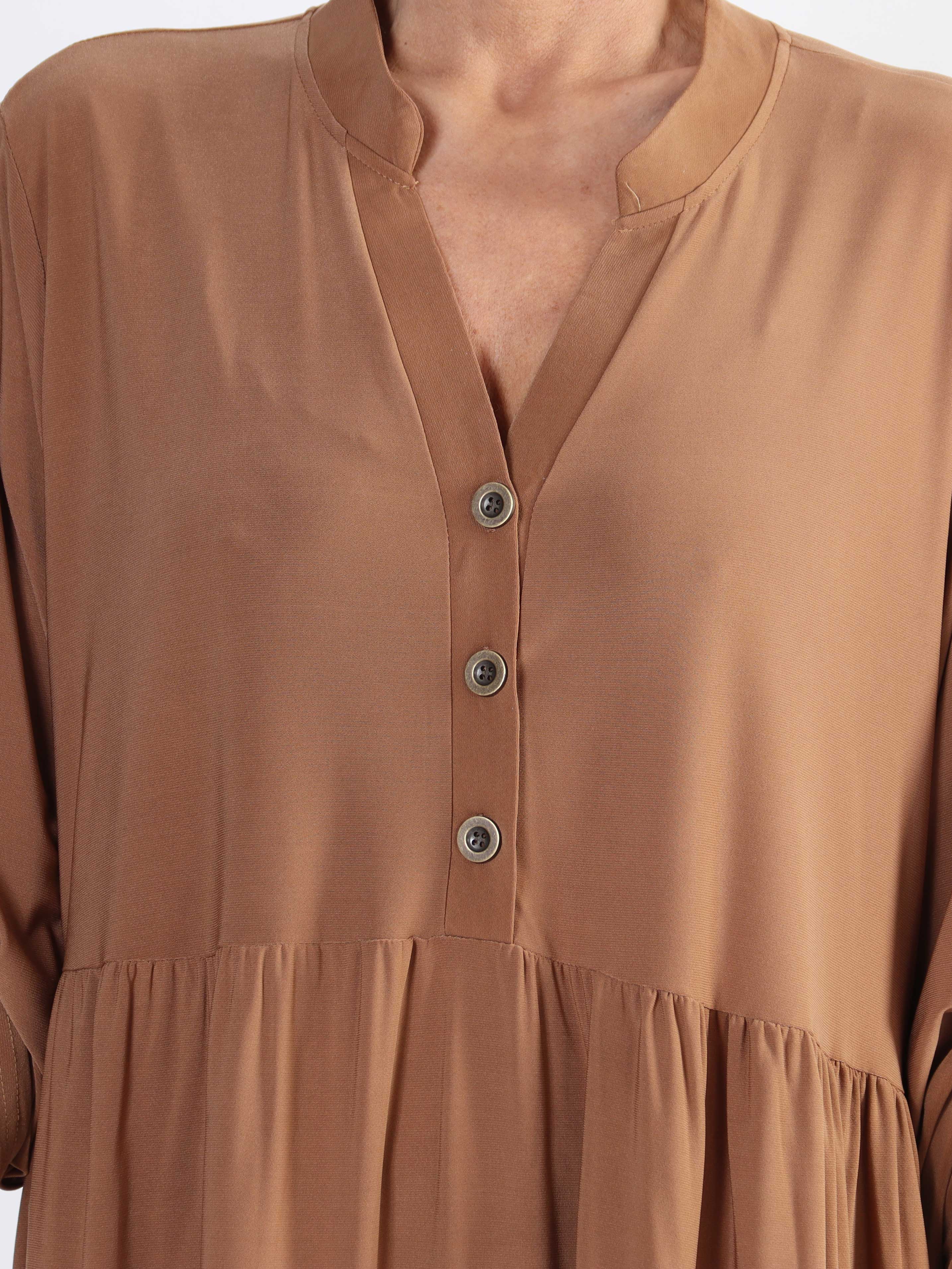 Milano Plain Midi - Enfärgad plus size klänning med lager på lager look
