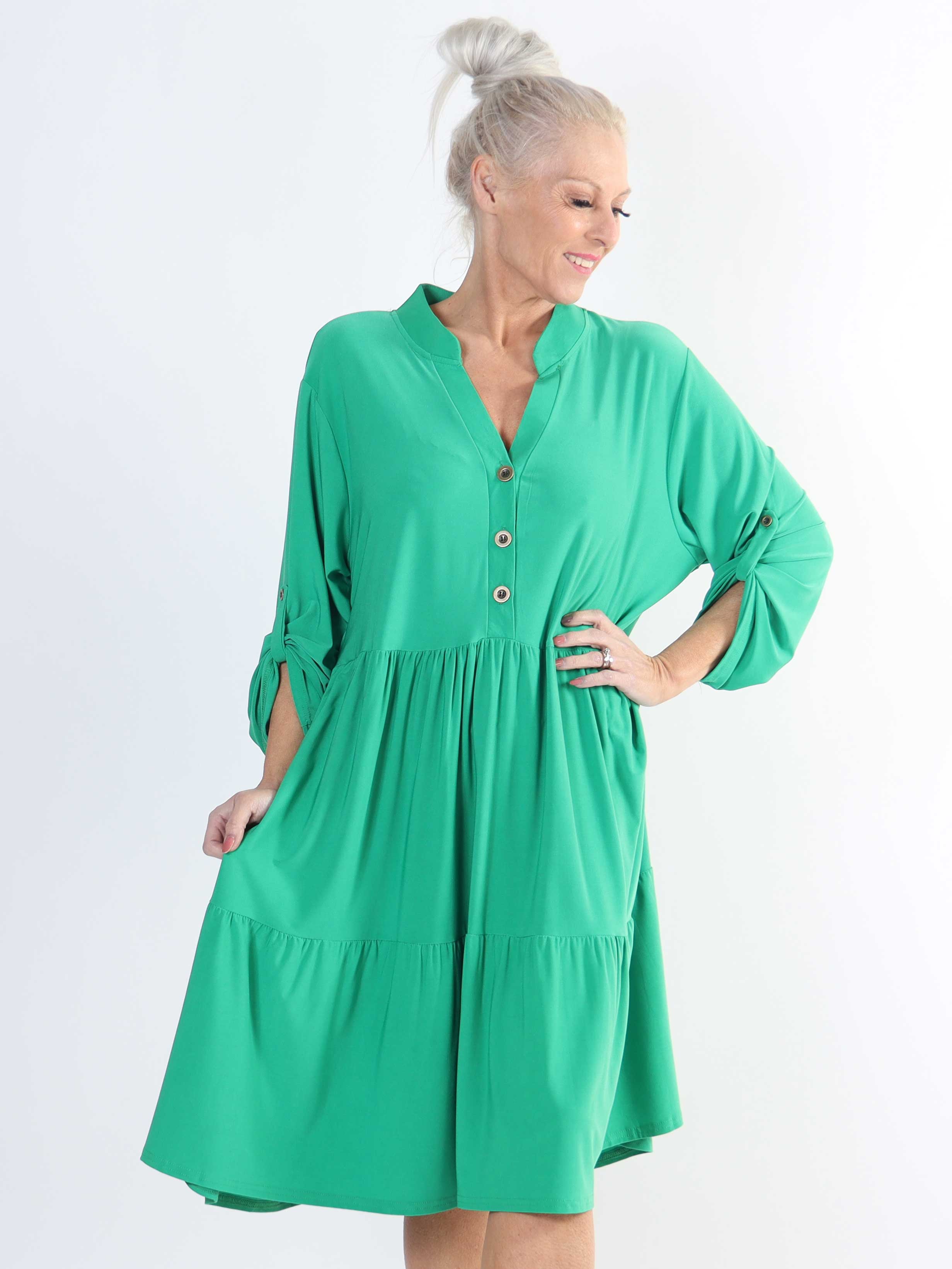 Milano Plain Midi - Enfärgad plus size klänning med lager på lager look