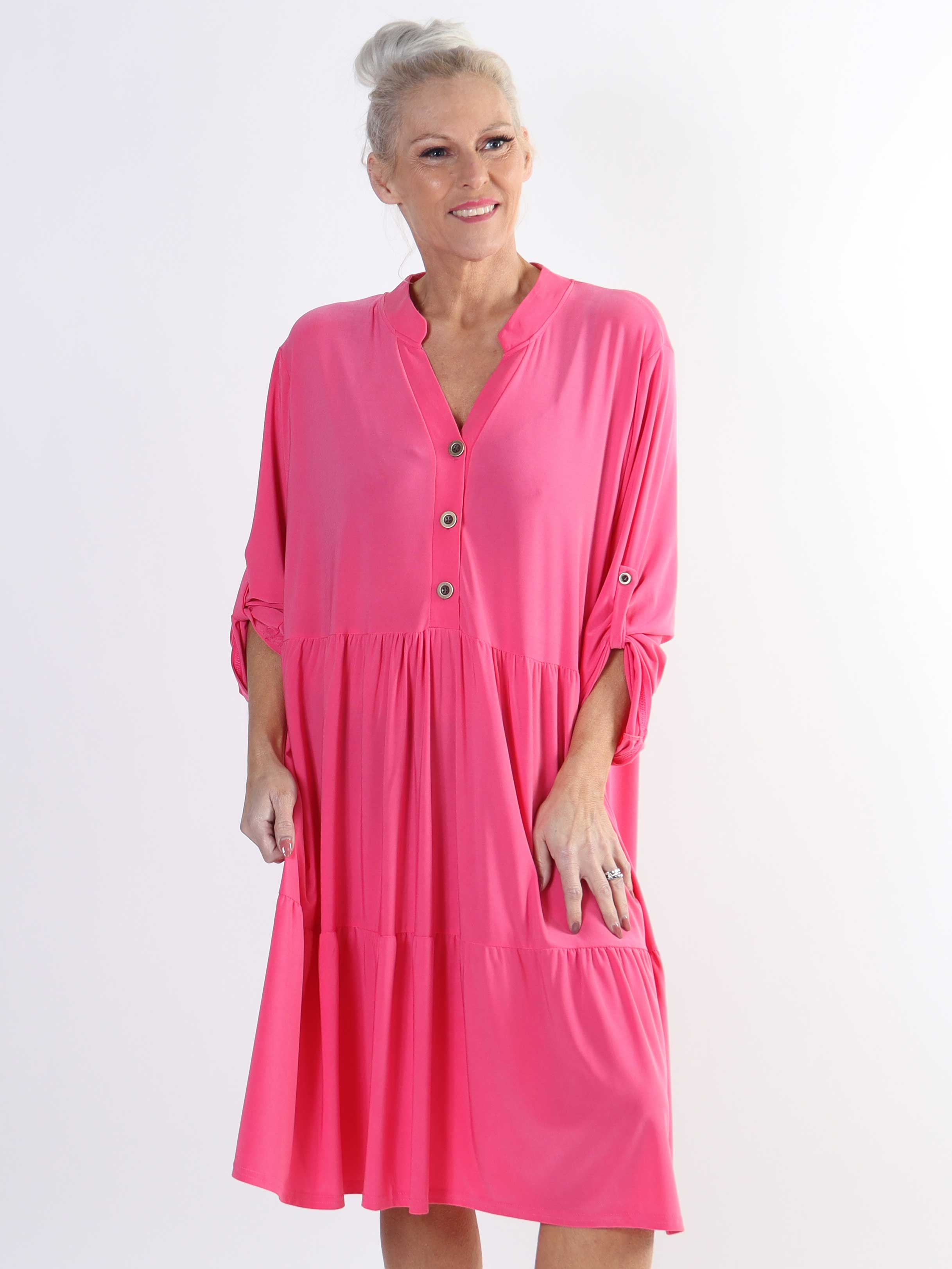 Milano Plain Midi - Enfärgad plus size klänning med lager på lager look
