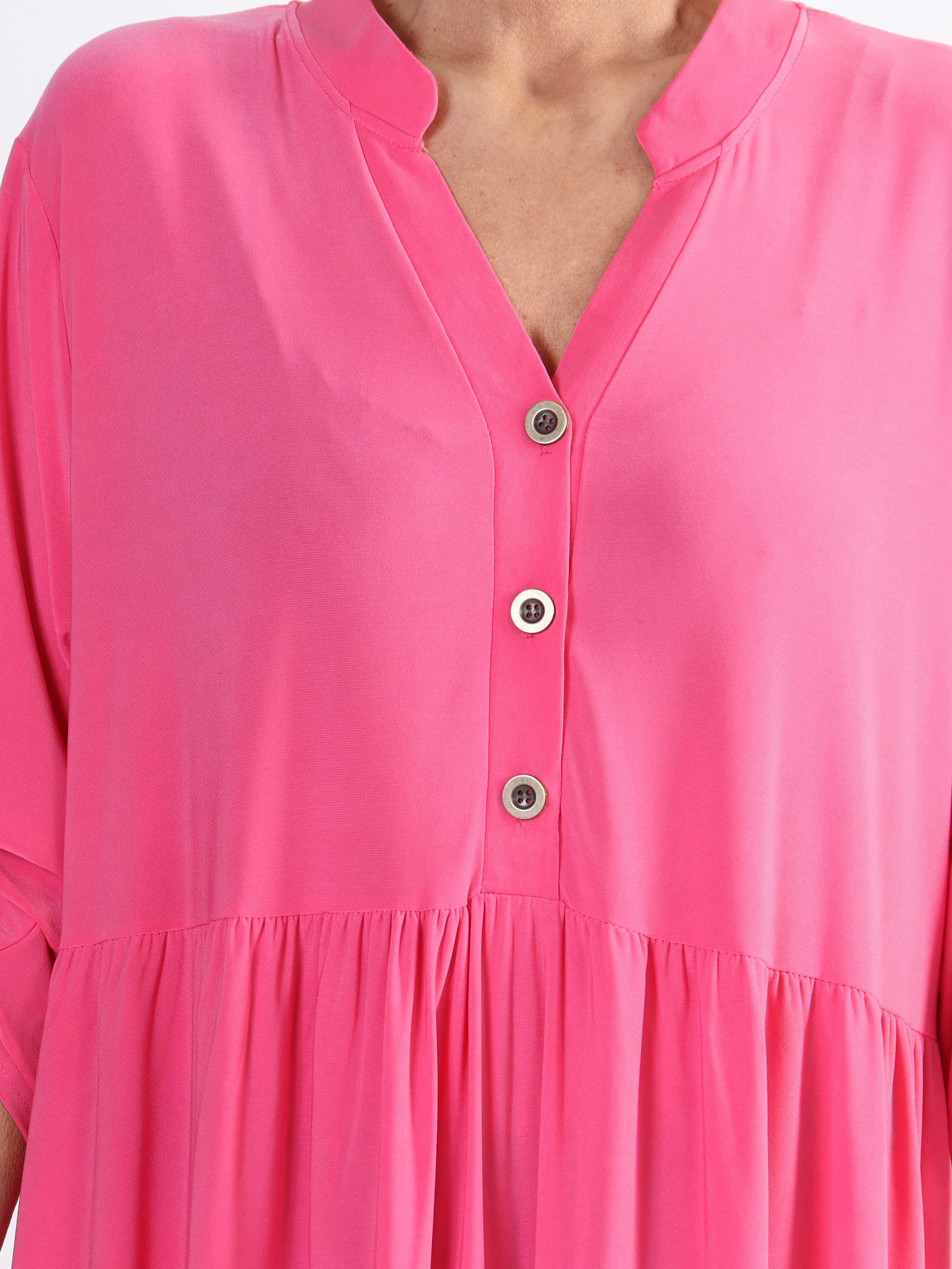 Milano Plain Midi - Enfärgad plus size klänning med lager på lager look