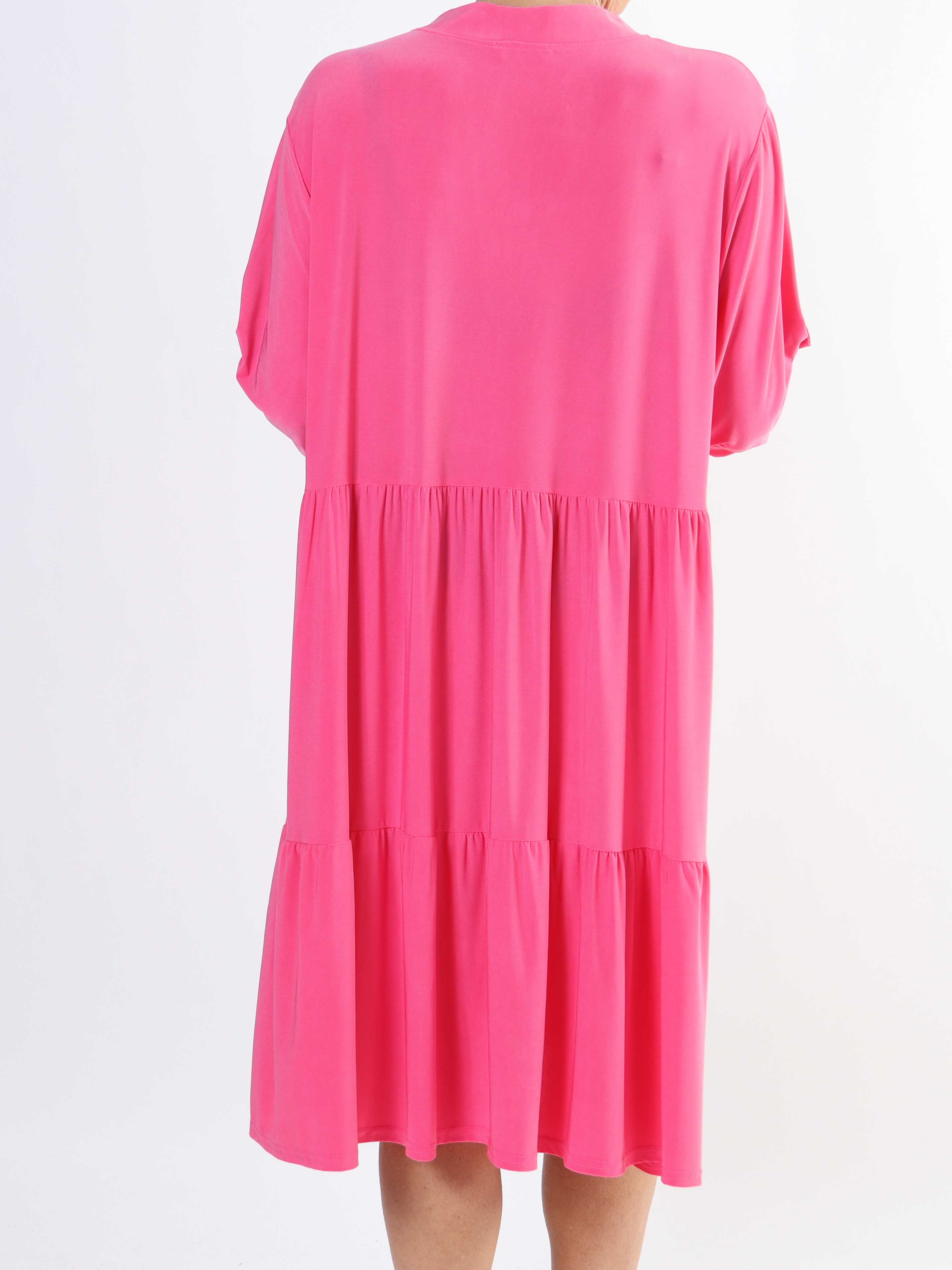 Milano Plain Midi - Enfärgad plus size klänning med lager på lager look