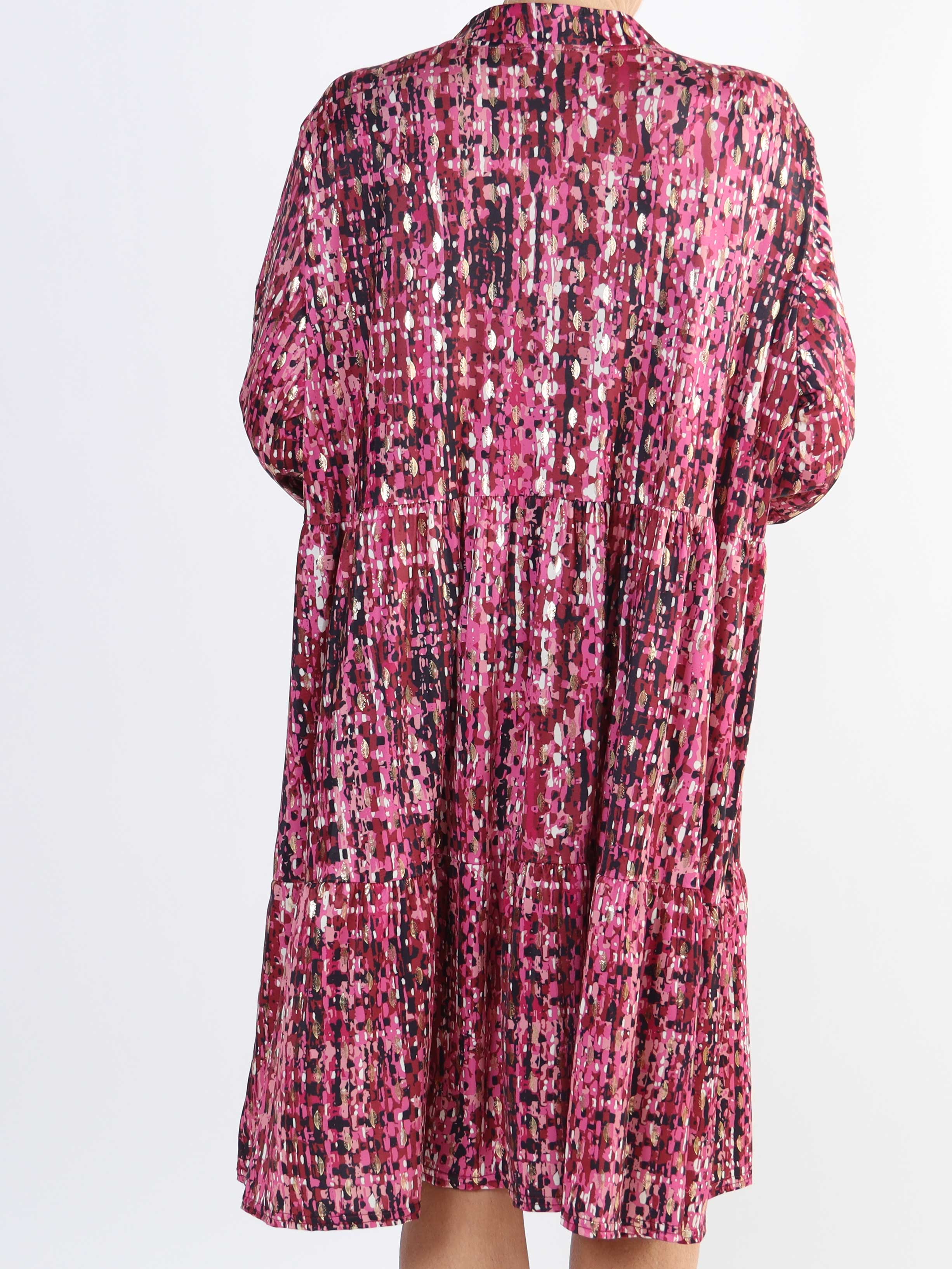 Milano Pattern Midi - Mönstrad plus size klänning med lager på lager look
