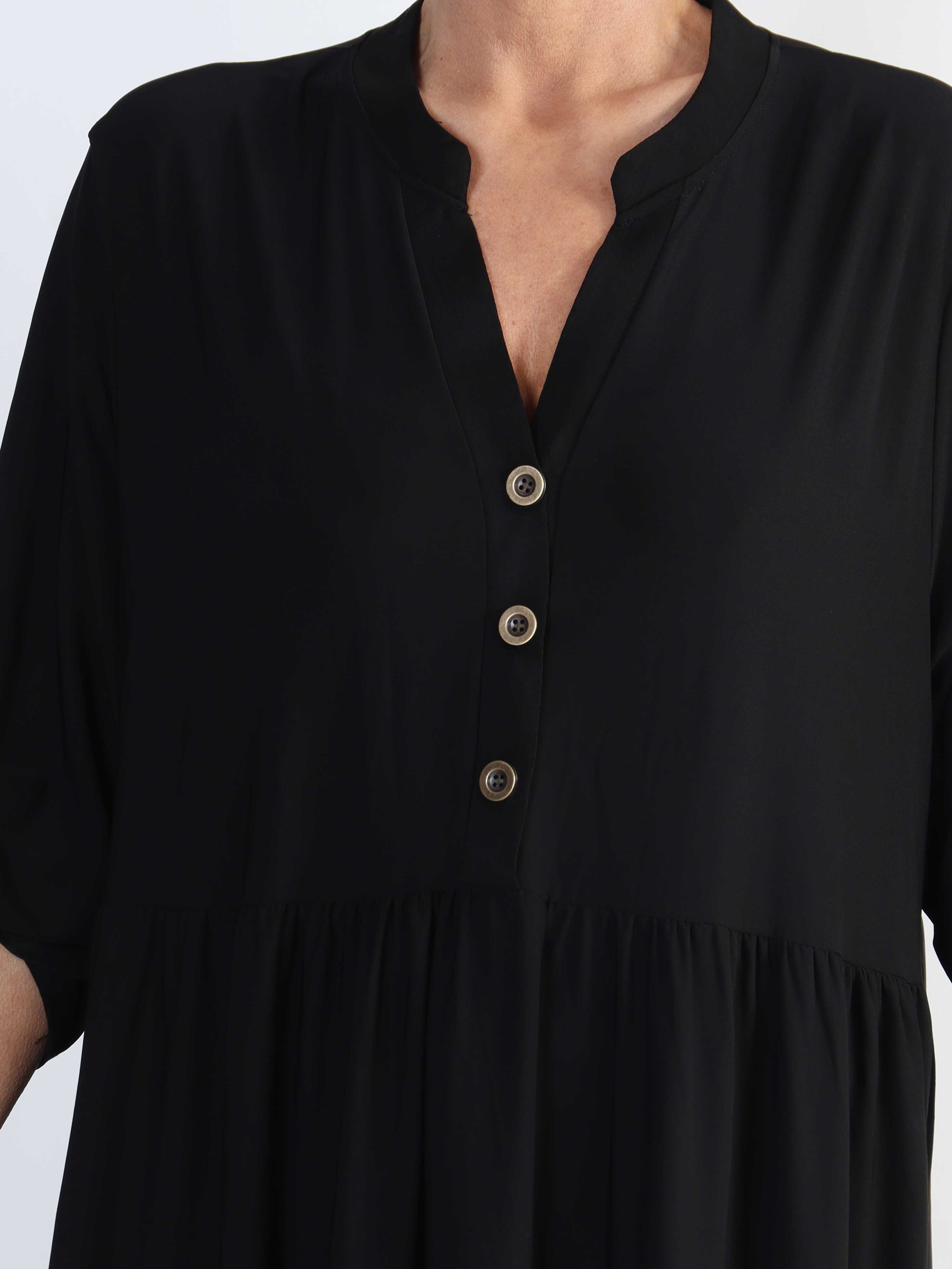 Milano Plain - Lång enfärgad plus size klänning med lager på lager look