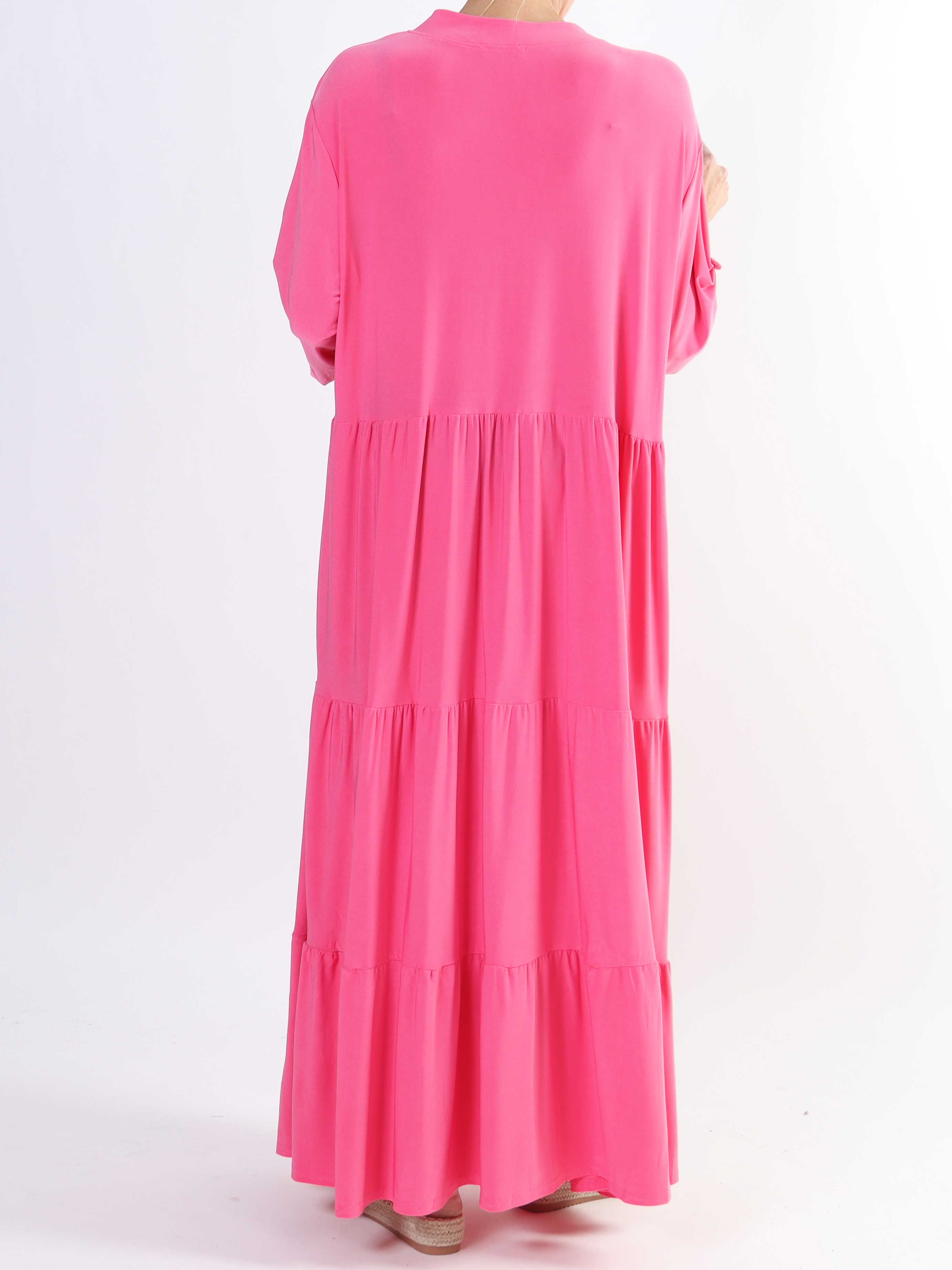 Milano Plain - Lång enfärgad plus size klänning med lager på lager look
