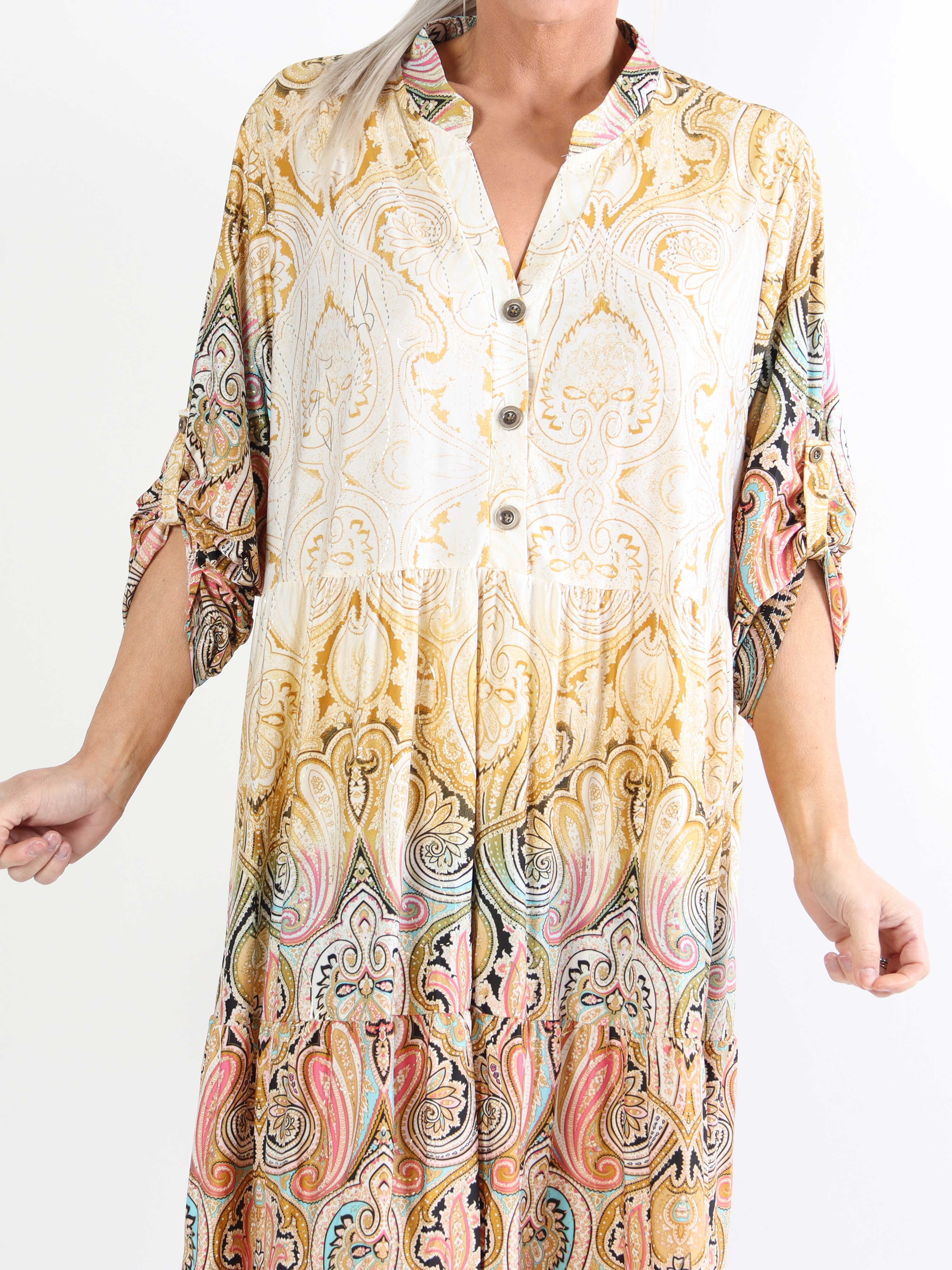 Milano Tamaria Midi - Plus size-klänning i fint tryck i lager-på-lager-look