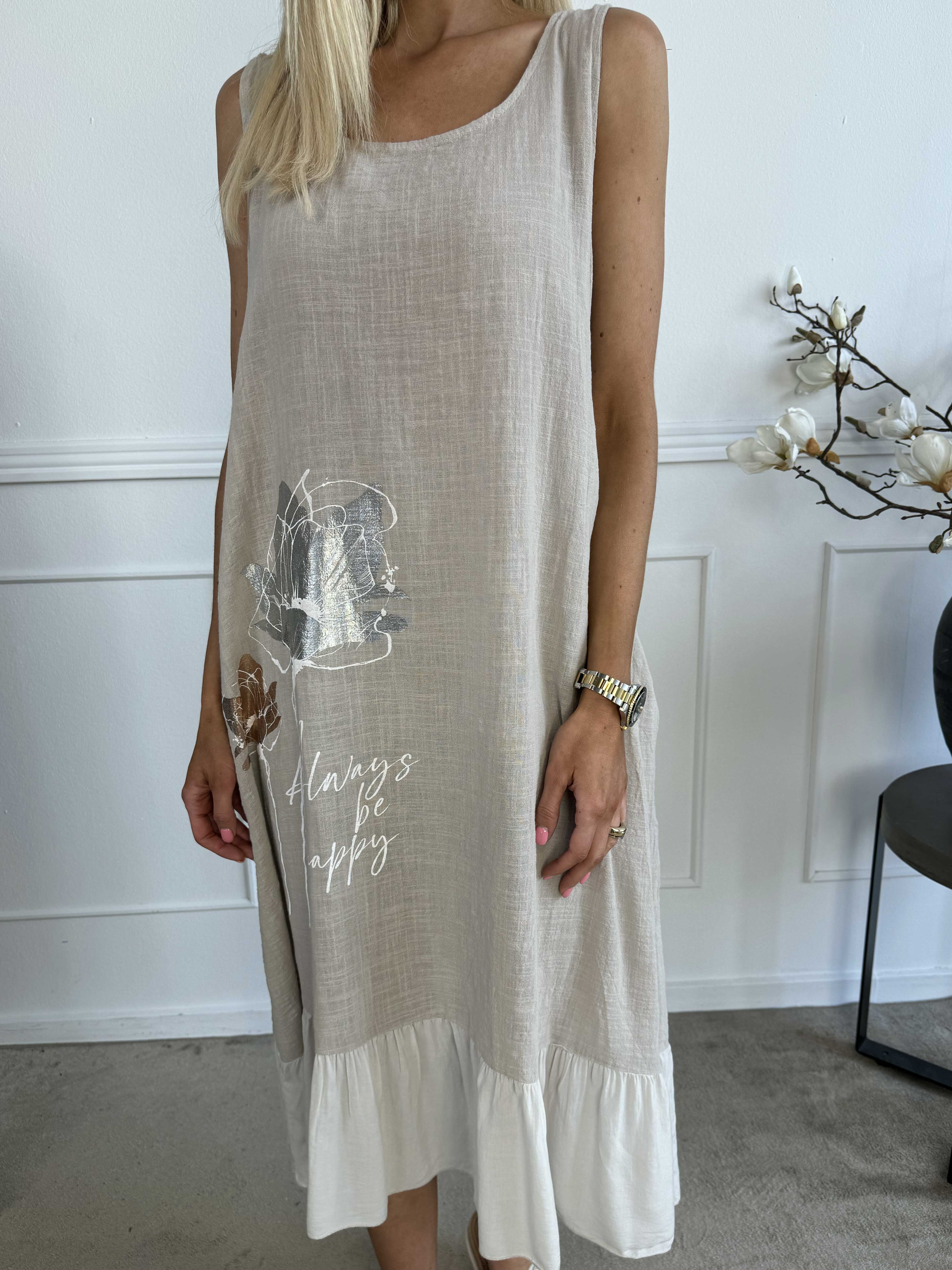 Mille - Sommarklänning i linne-look med volang