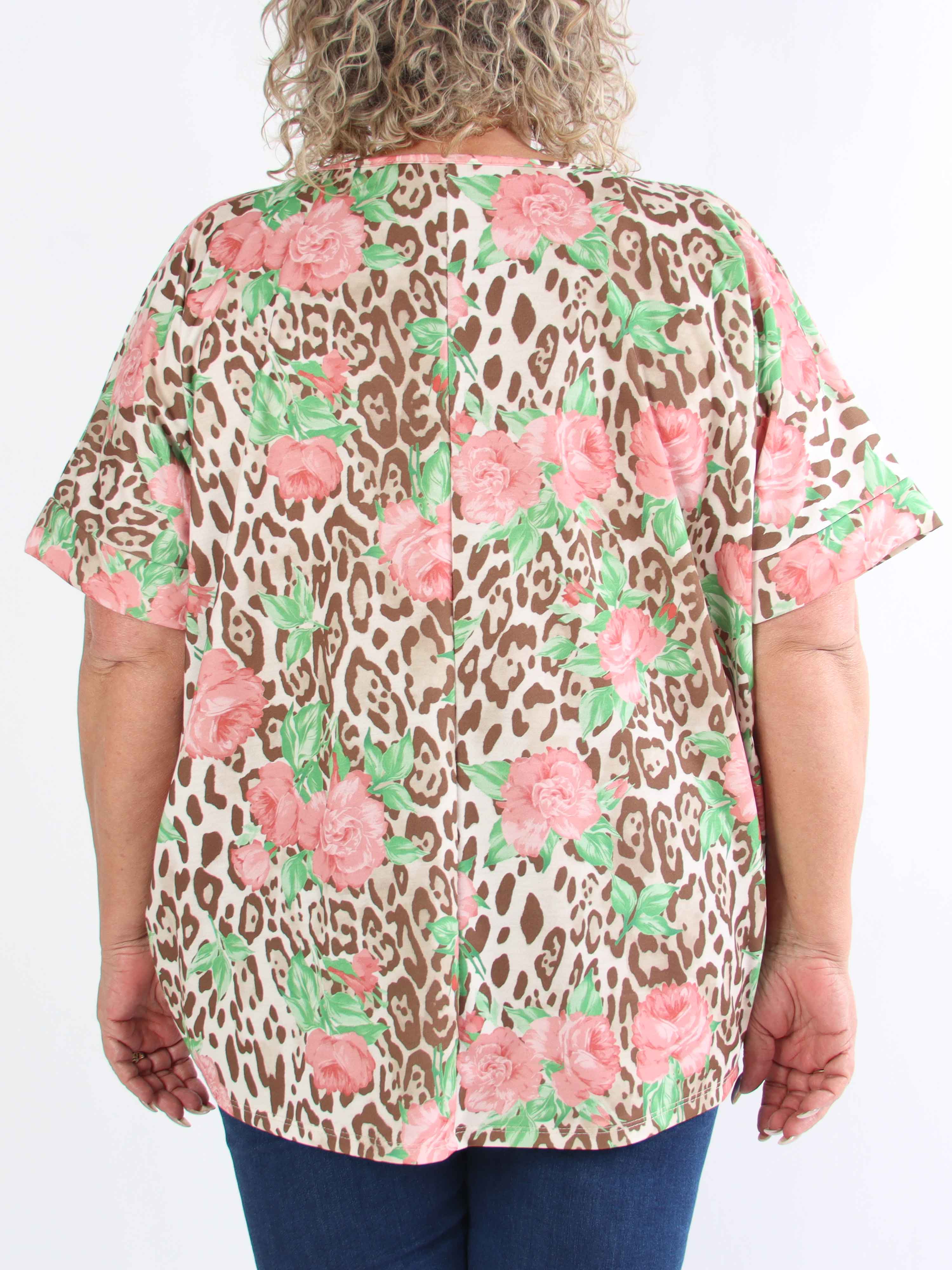 Mintu Leo - Plus size t-shirt i bomull med leopardtryck