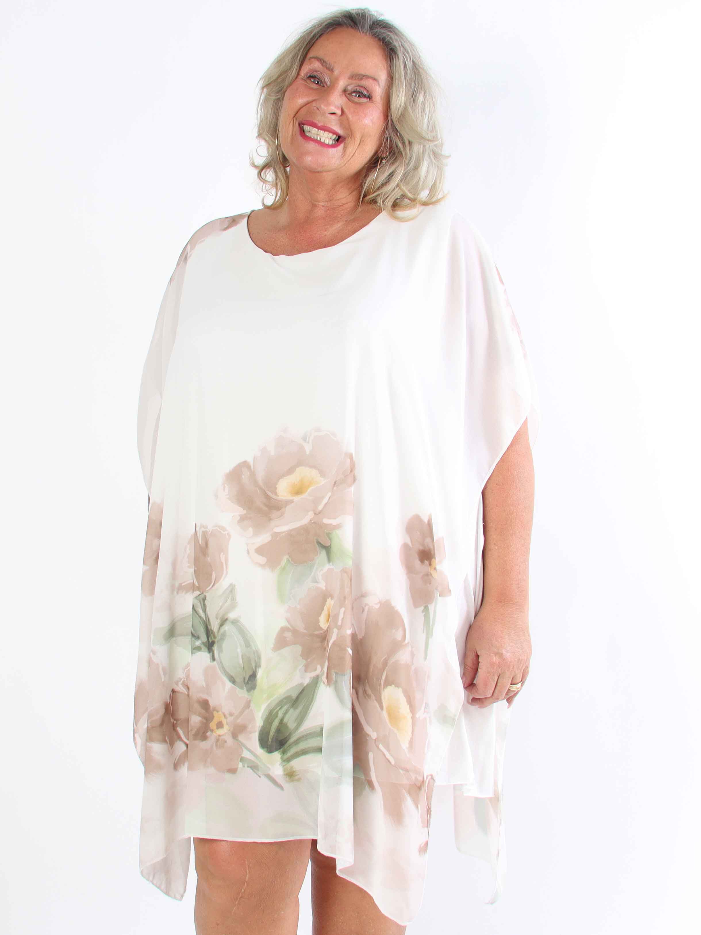 Mirabella - Tunikaklänning i plus size med chiffonglager och underkjol i viskos