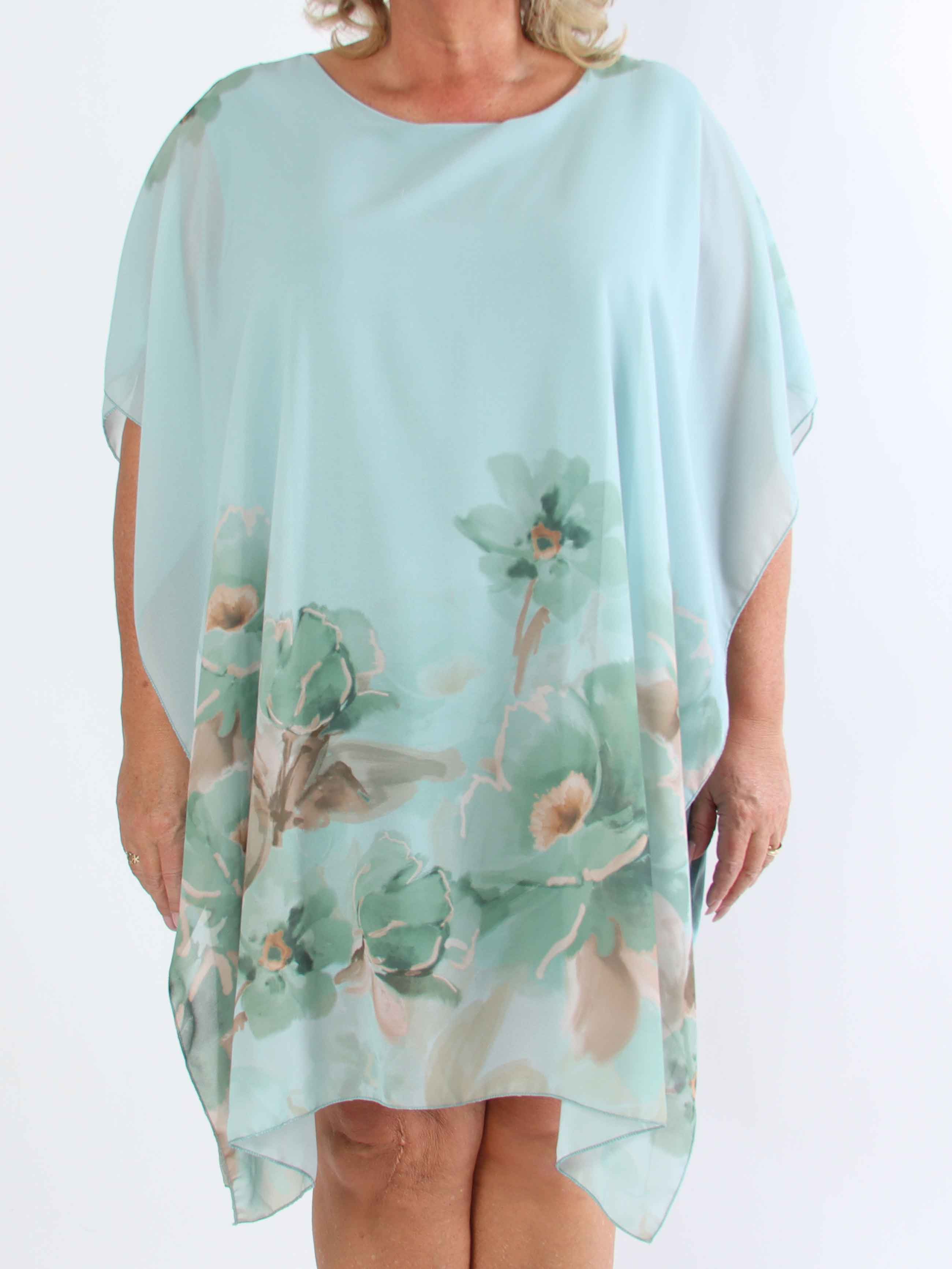 Mirabella - Tunikaklänning i plus size med chiffonglager och underkjol i viskos