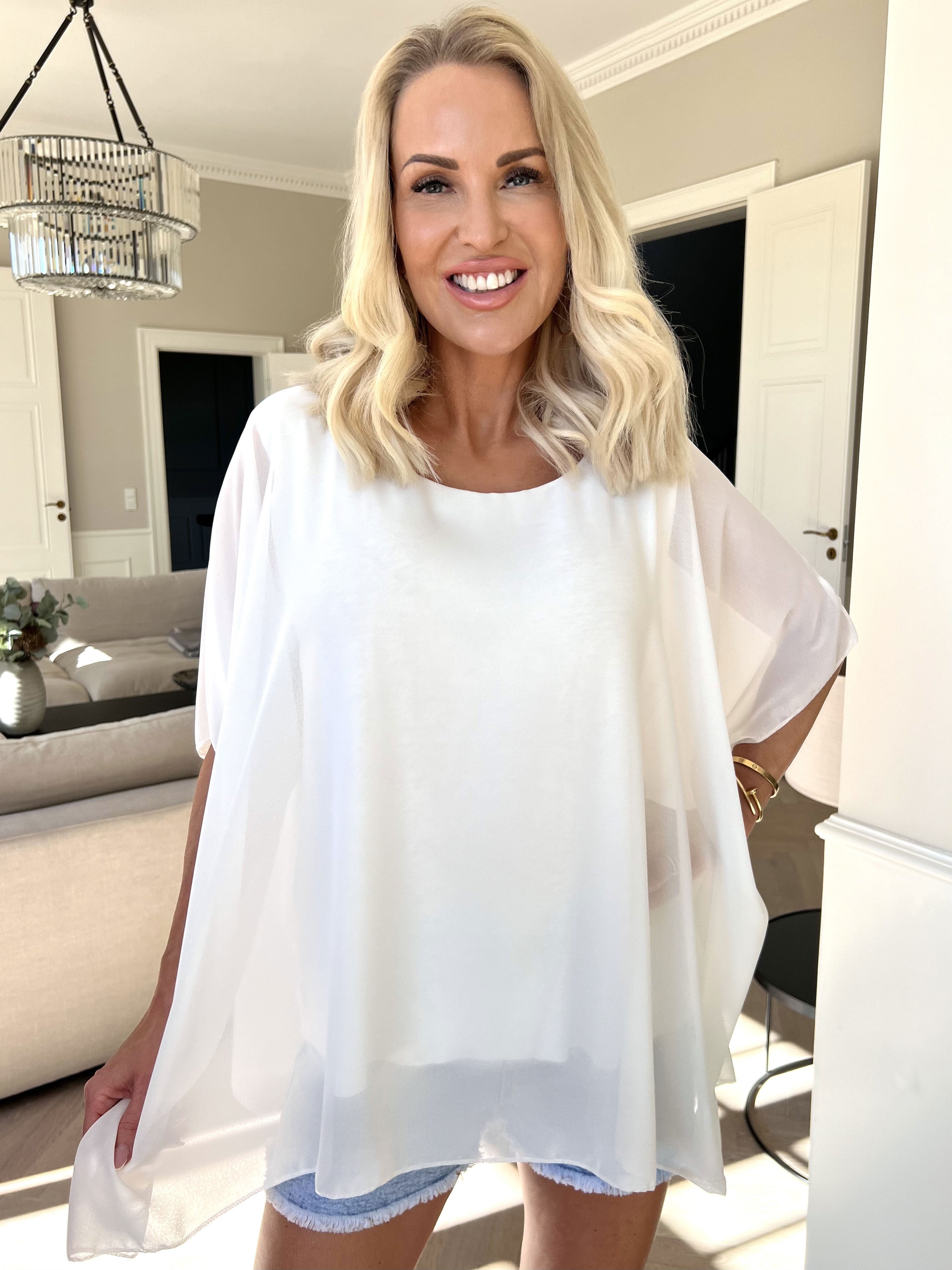 Mirabella Plain Shirt - Söt tunika med löst chiffonglager