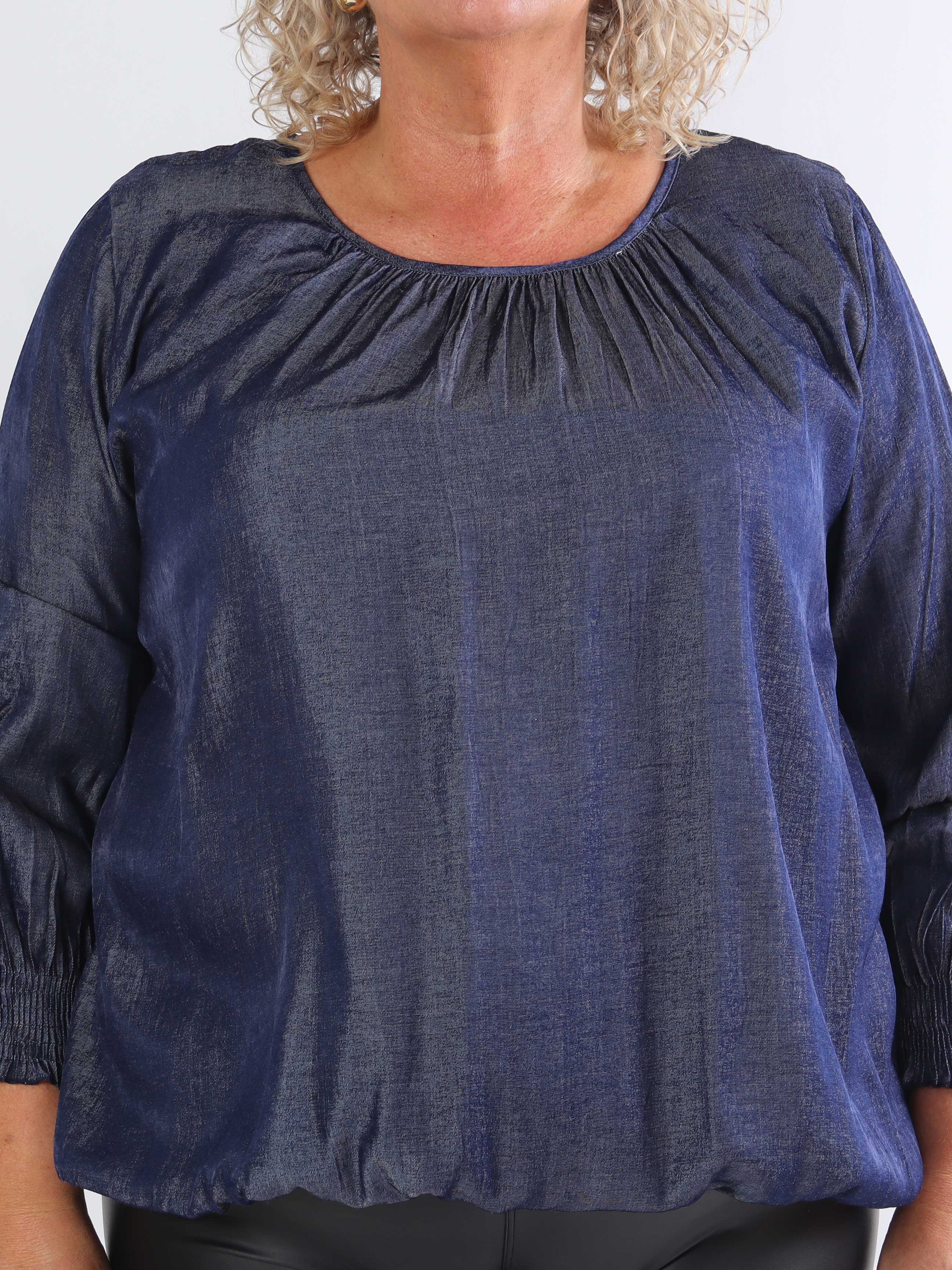 Miracle Denim Shirt L/S - Blus i plusstorlek med resår i nederkanten
