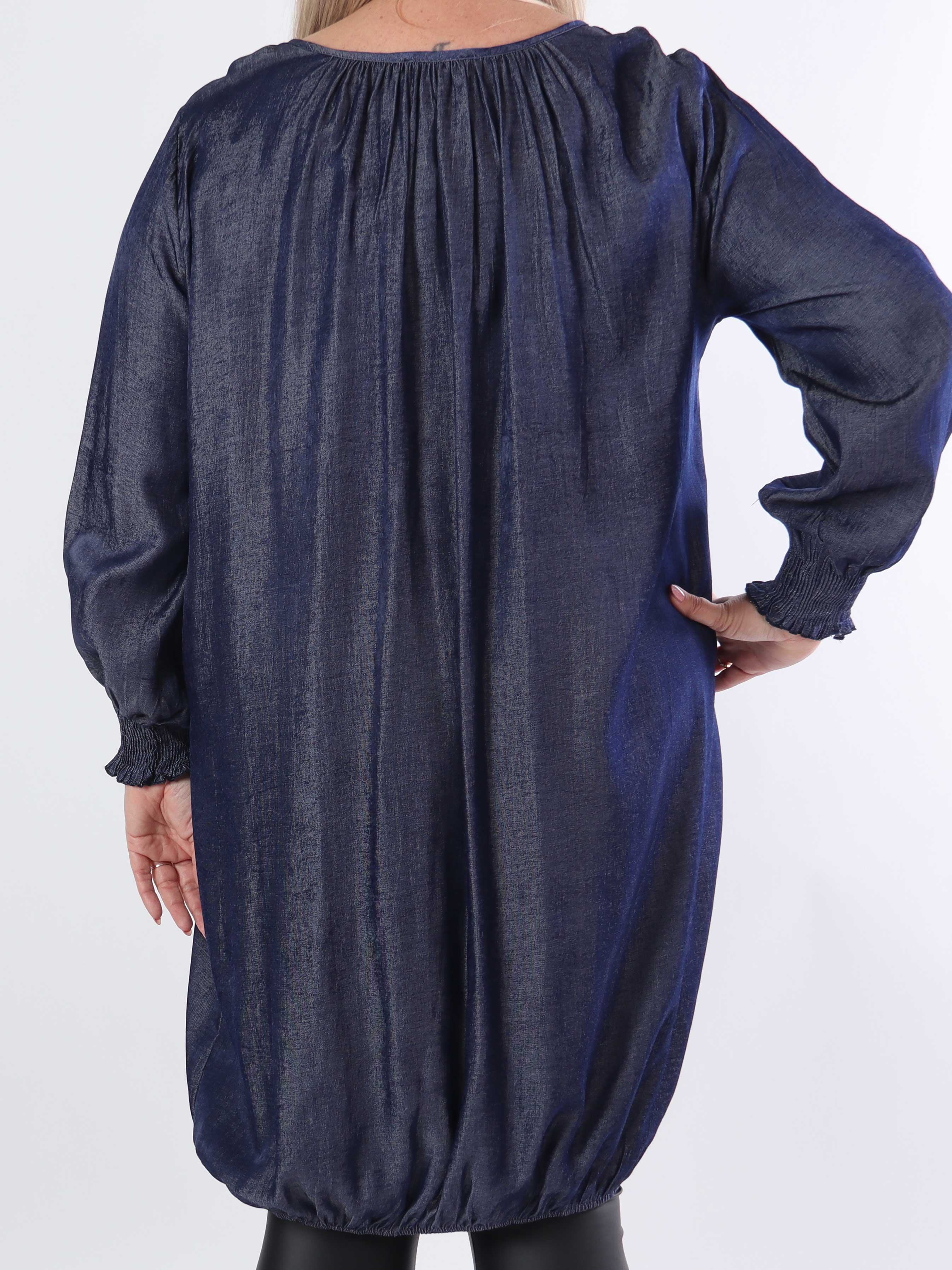 Miracle Denim Dress L/S - Plus size-klänning med resår i nederkanten