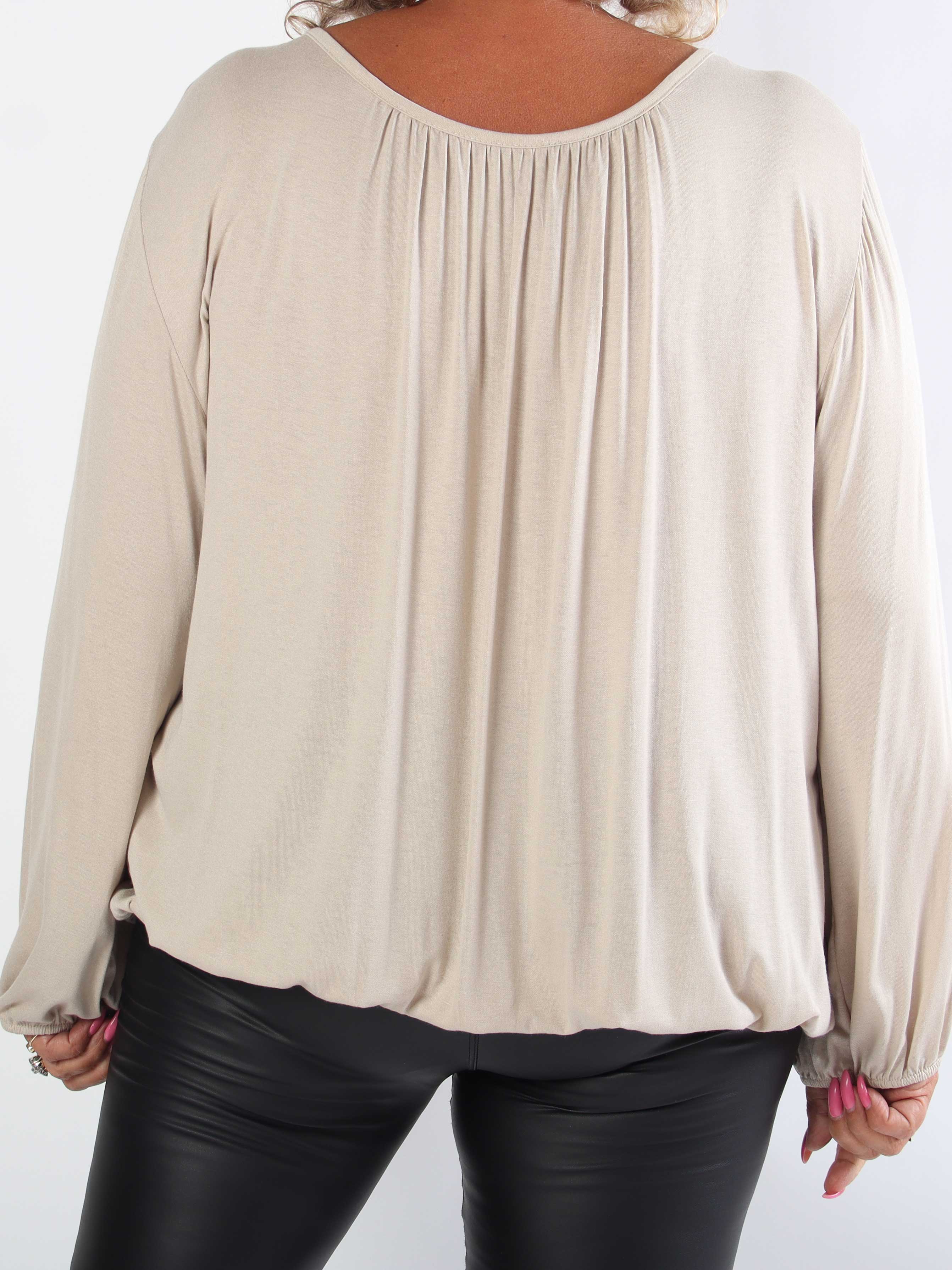 Miracle L/S - Skønneste basis plus size bluse med elastik for enden