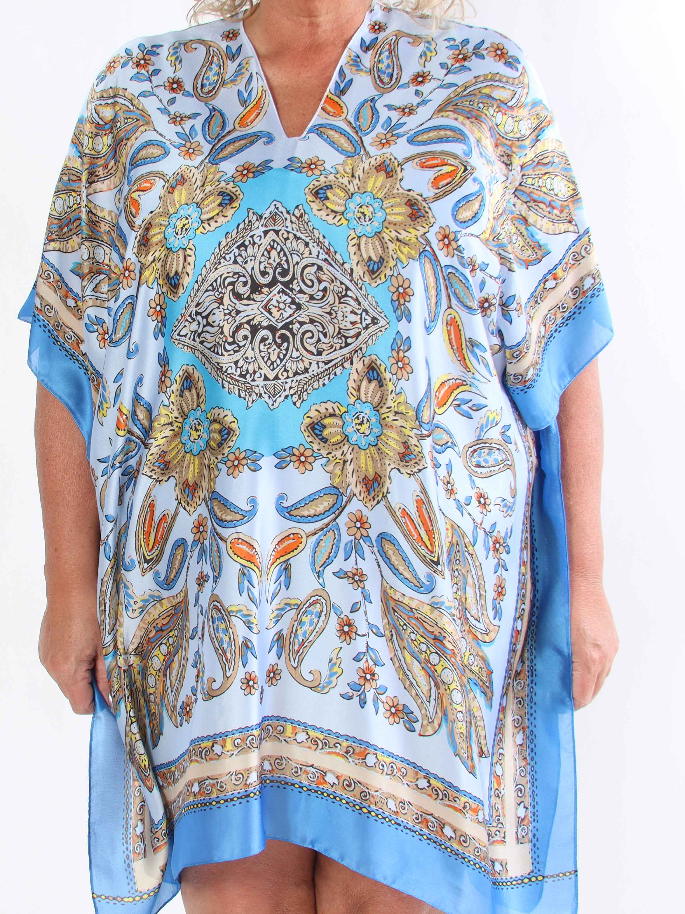 Miranda - Löst mönstrad plus size-tunika i mjuk viskos och siden
