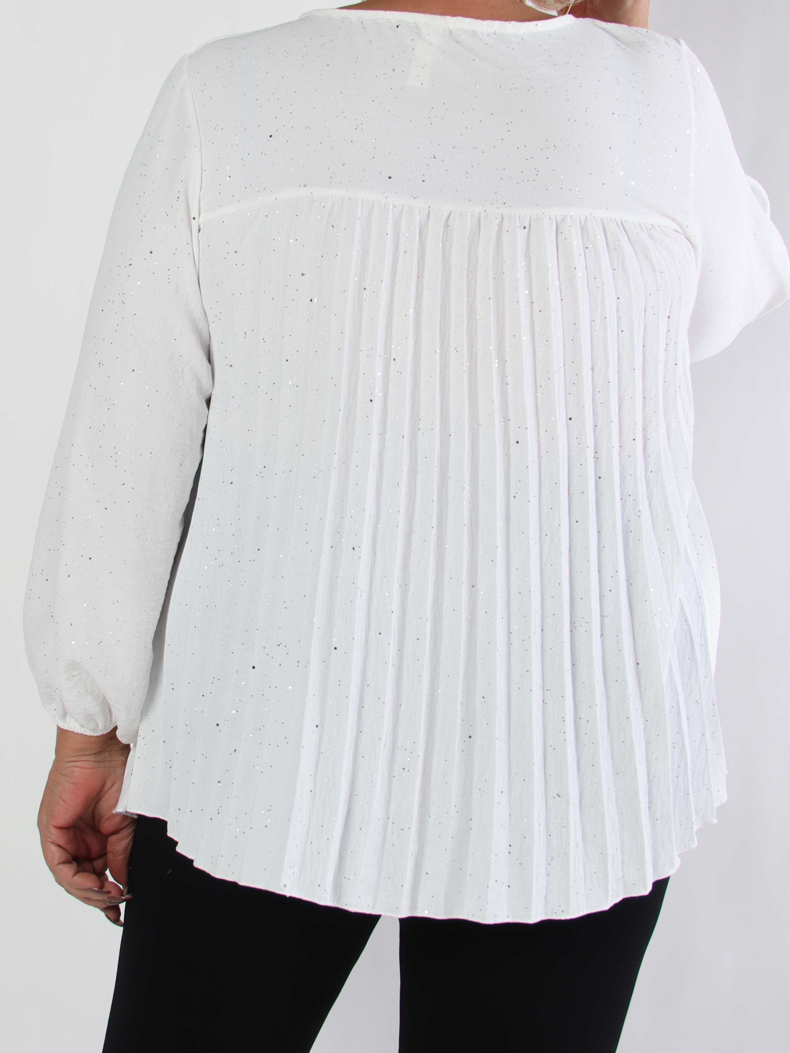 Nancy Glitter Shirt L/S - Plisserad plus size blus med glitter