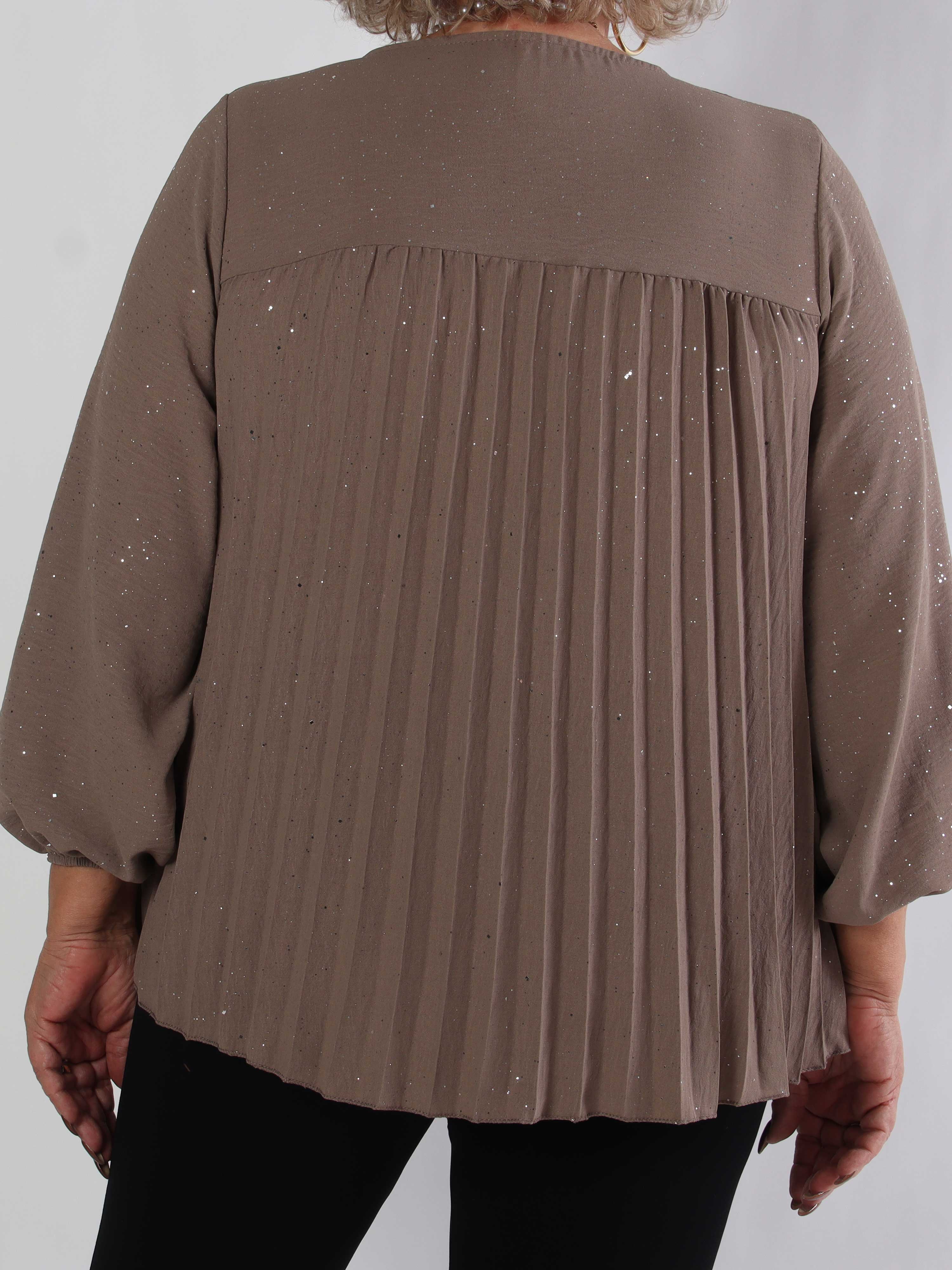 Nancy Glitter Shirt L/S - Plisserad plus size blus med glitter